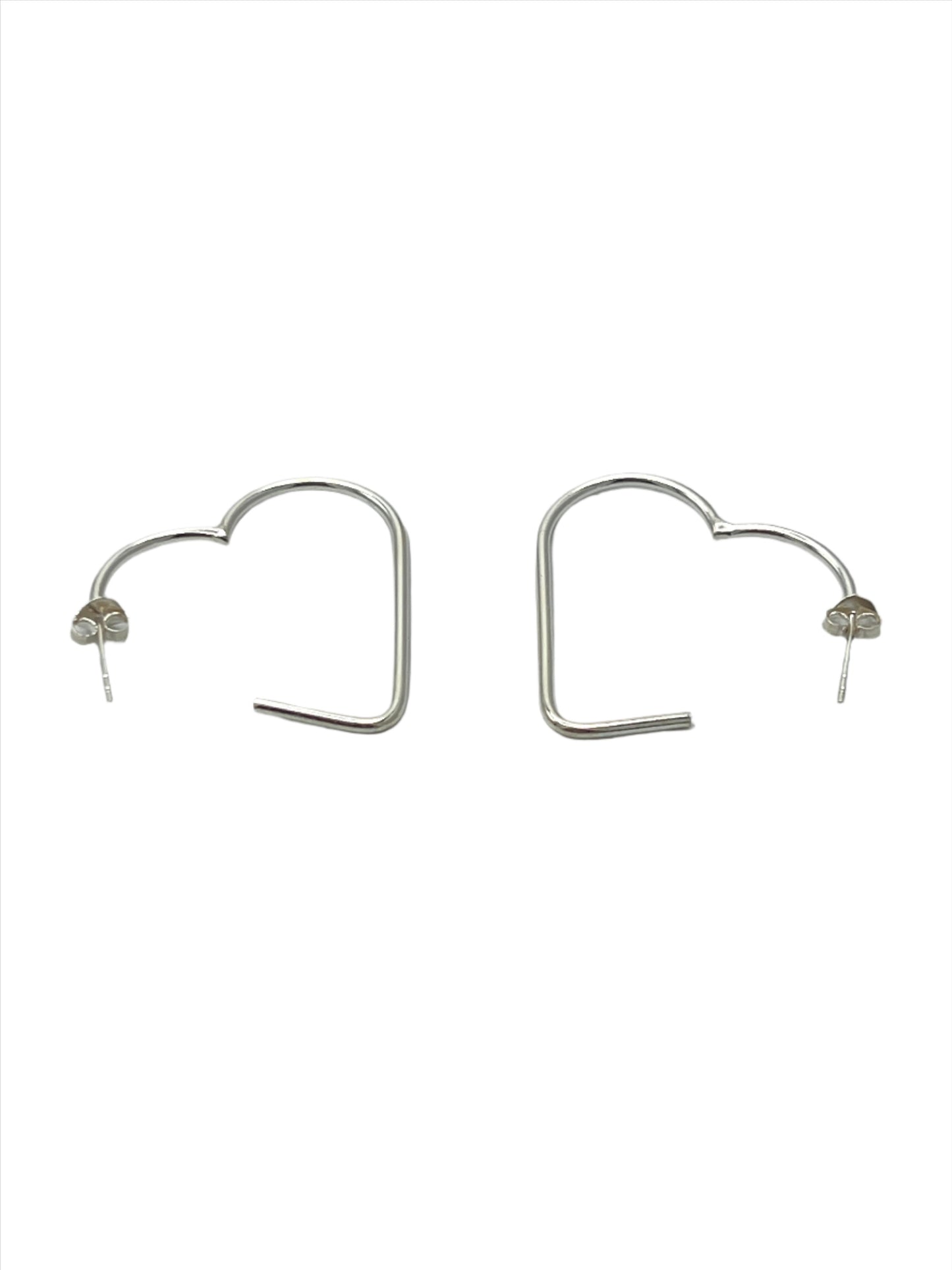 Sterling Silver Heart Hoop Earrings