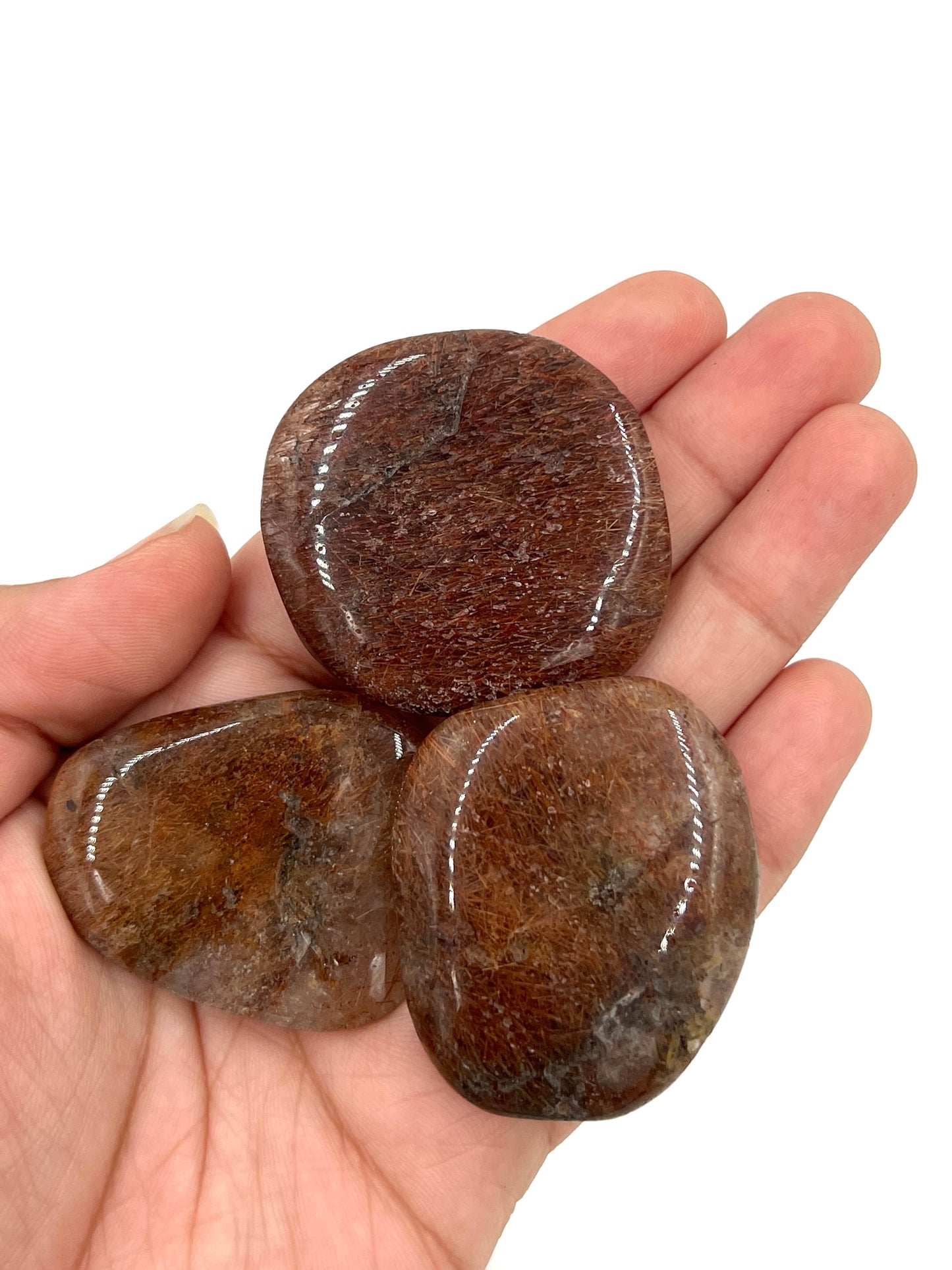 Rutilated Quartz Palm Stones