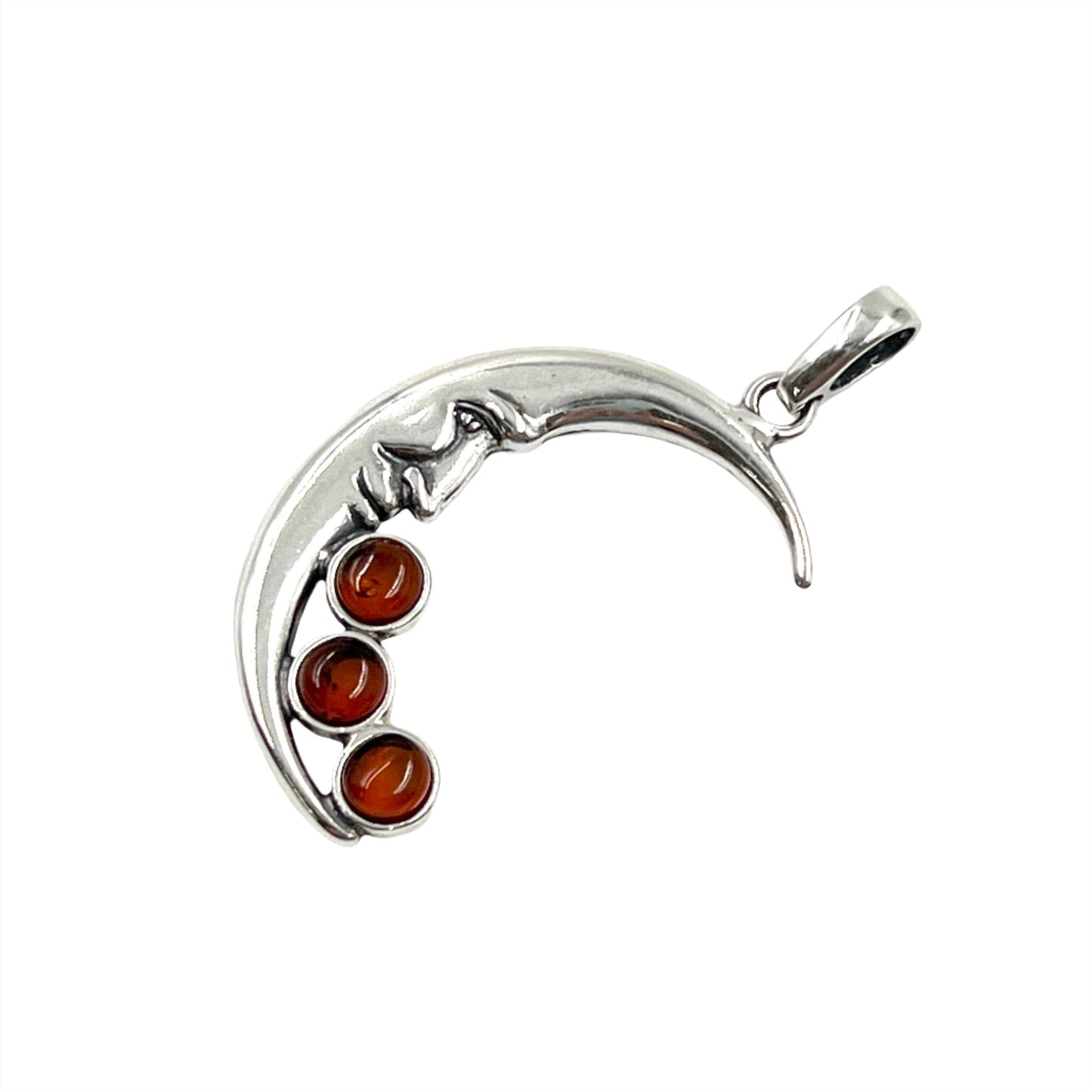 Sterling Silver Amber Moon Pendants