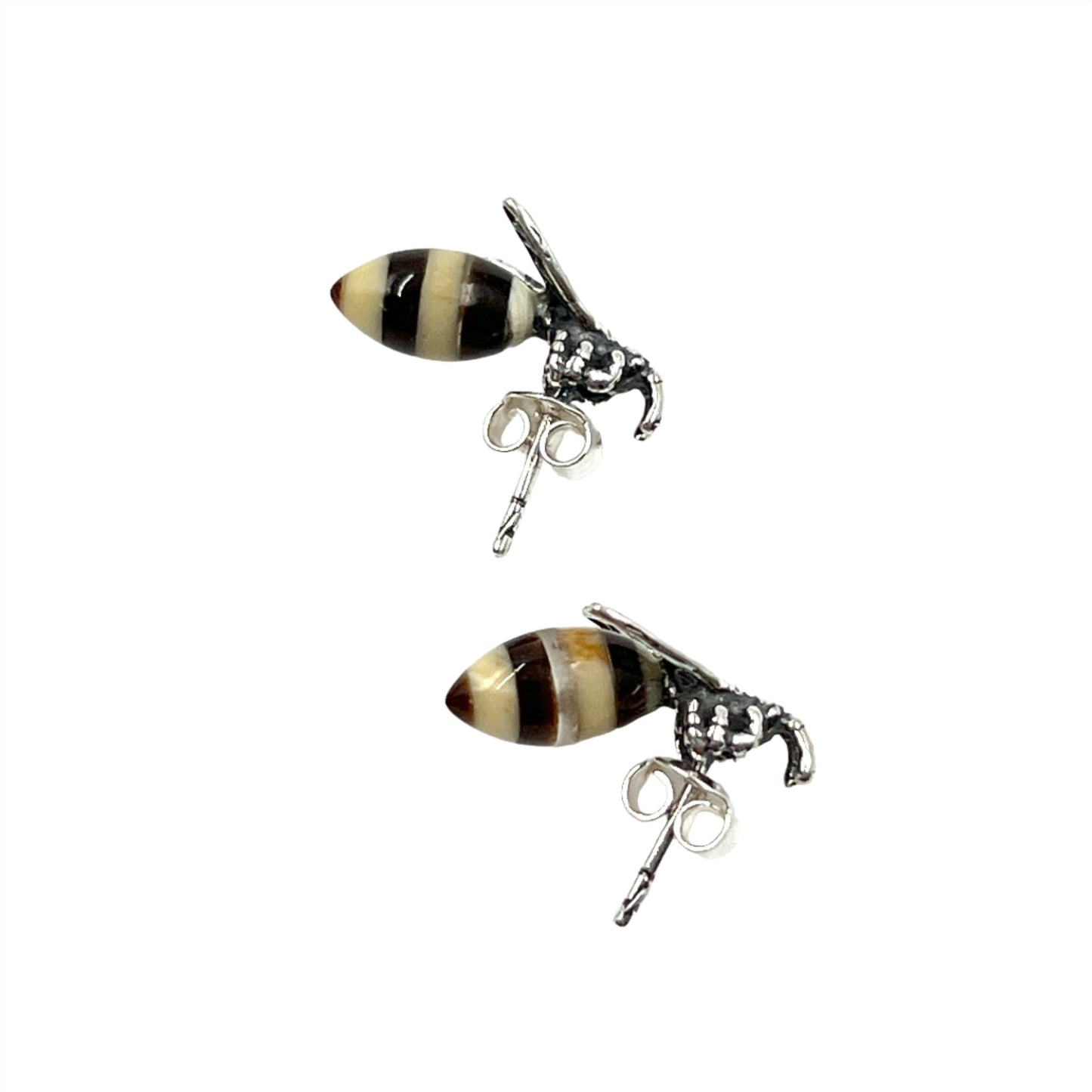 Sterling Silver Amber Bee Studs