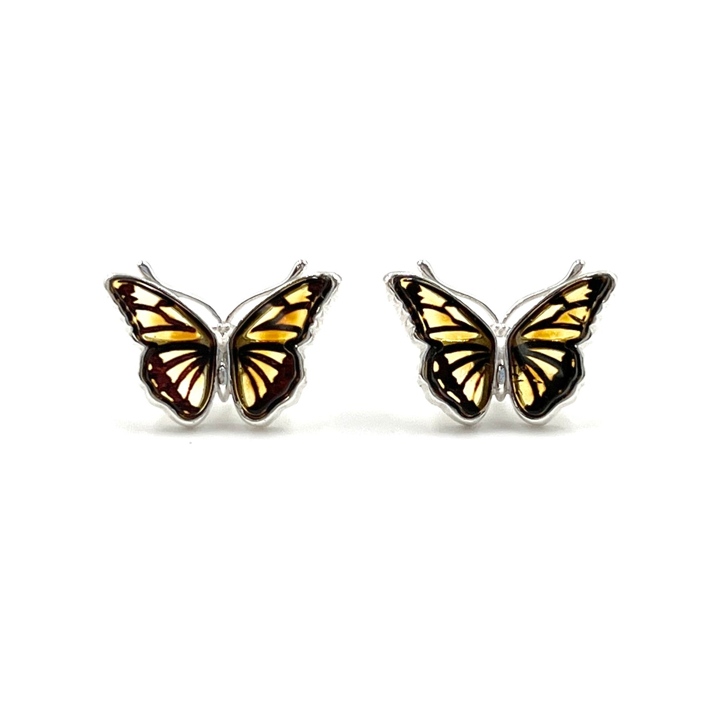 Amber Butterfly Studs