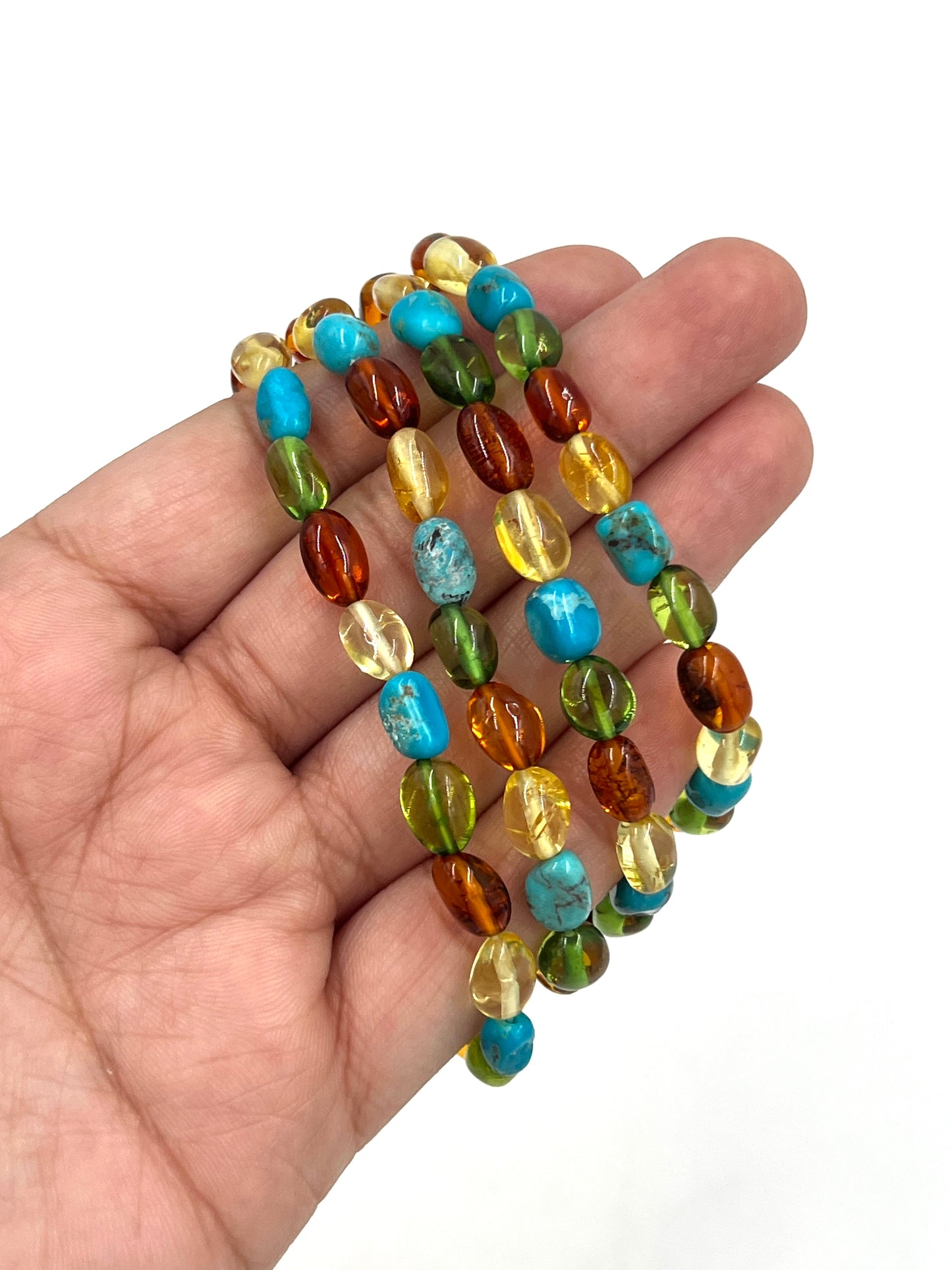 Amber & Turquoise Beaded Bracelets