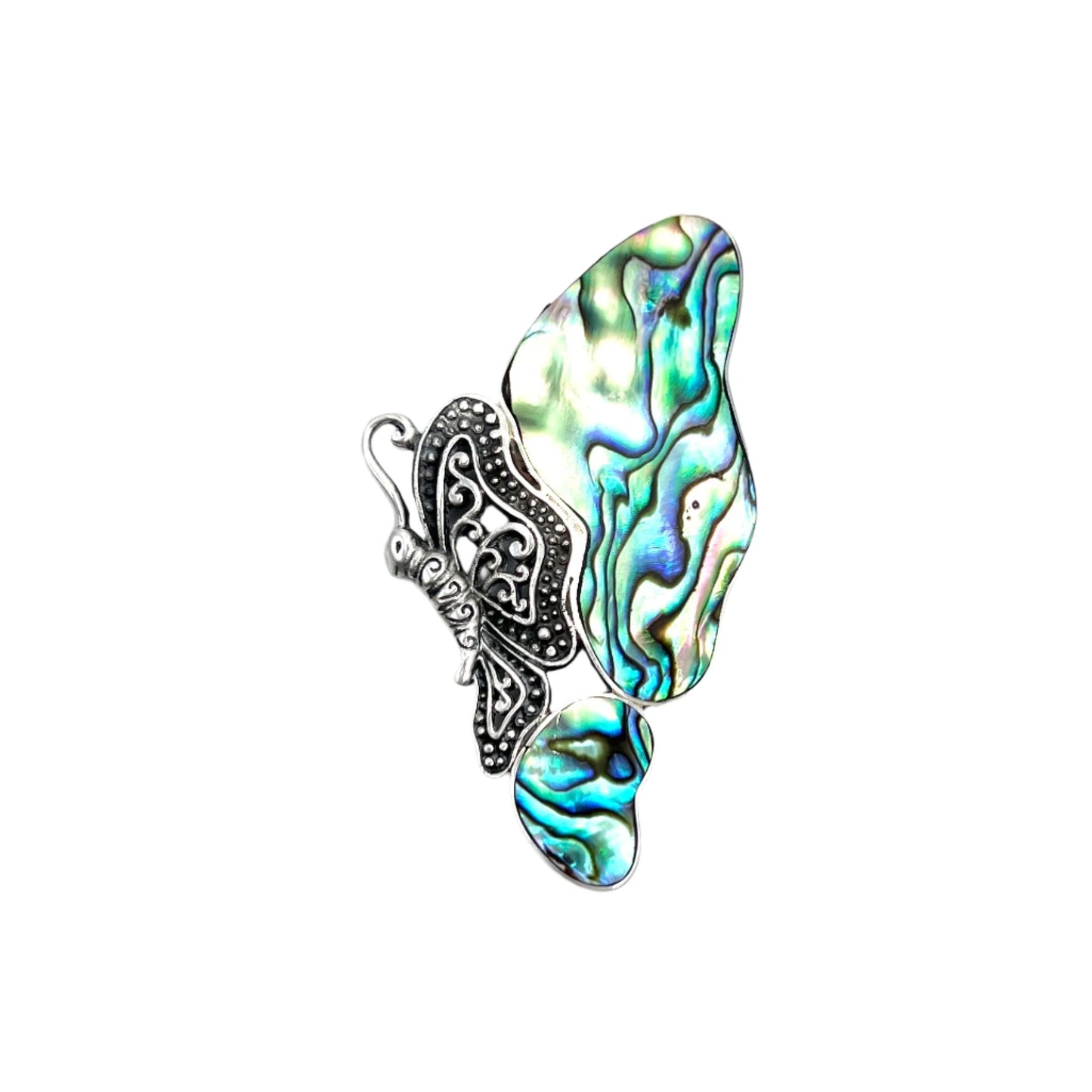 Sterling Silver Abalone Butterfly Pendant/Brooch