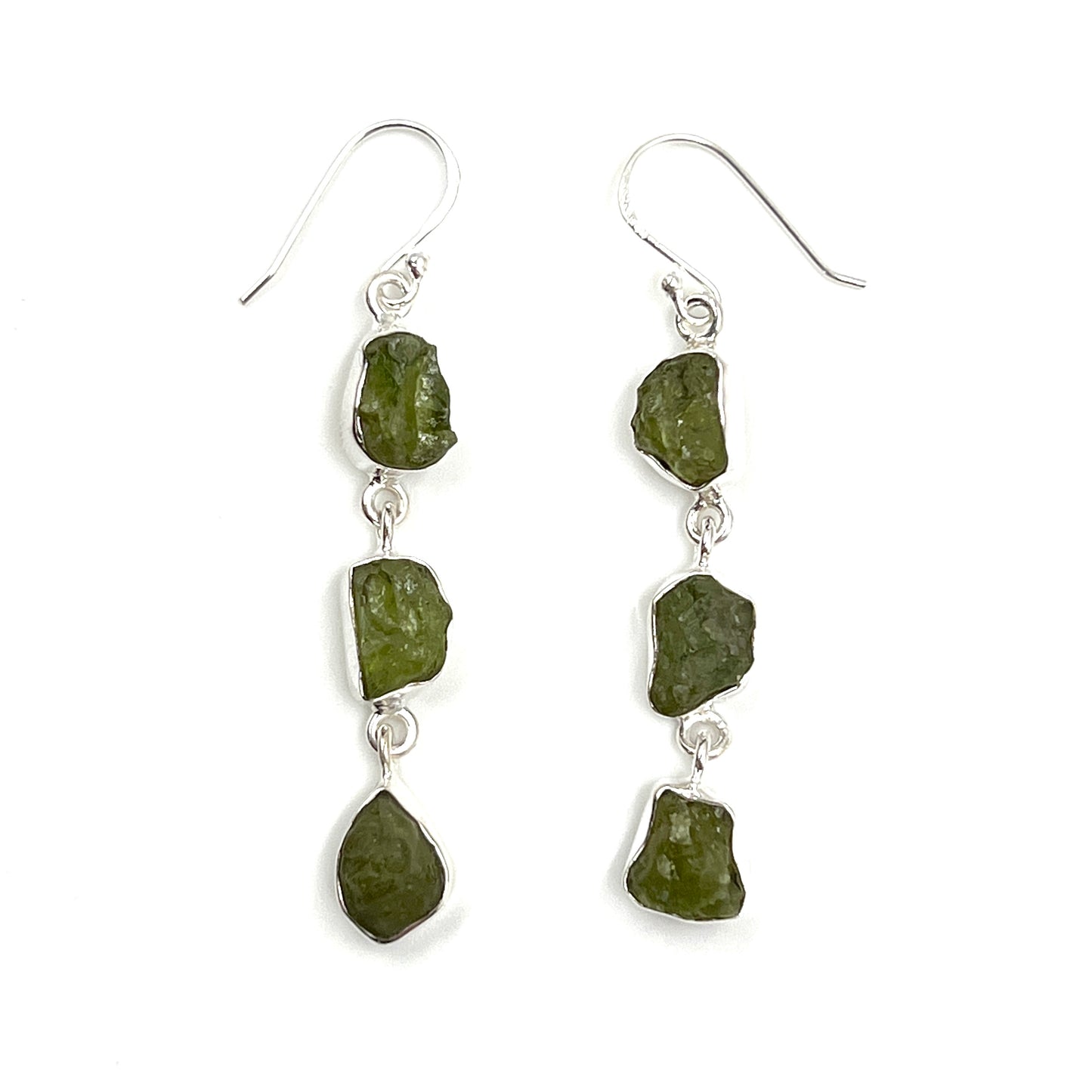 Sterling Silver Raw Peridot Earrings