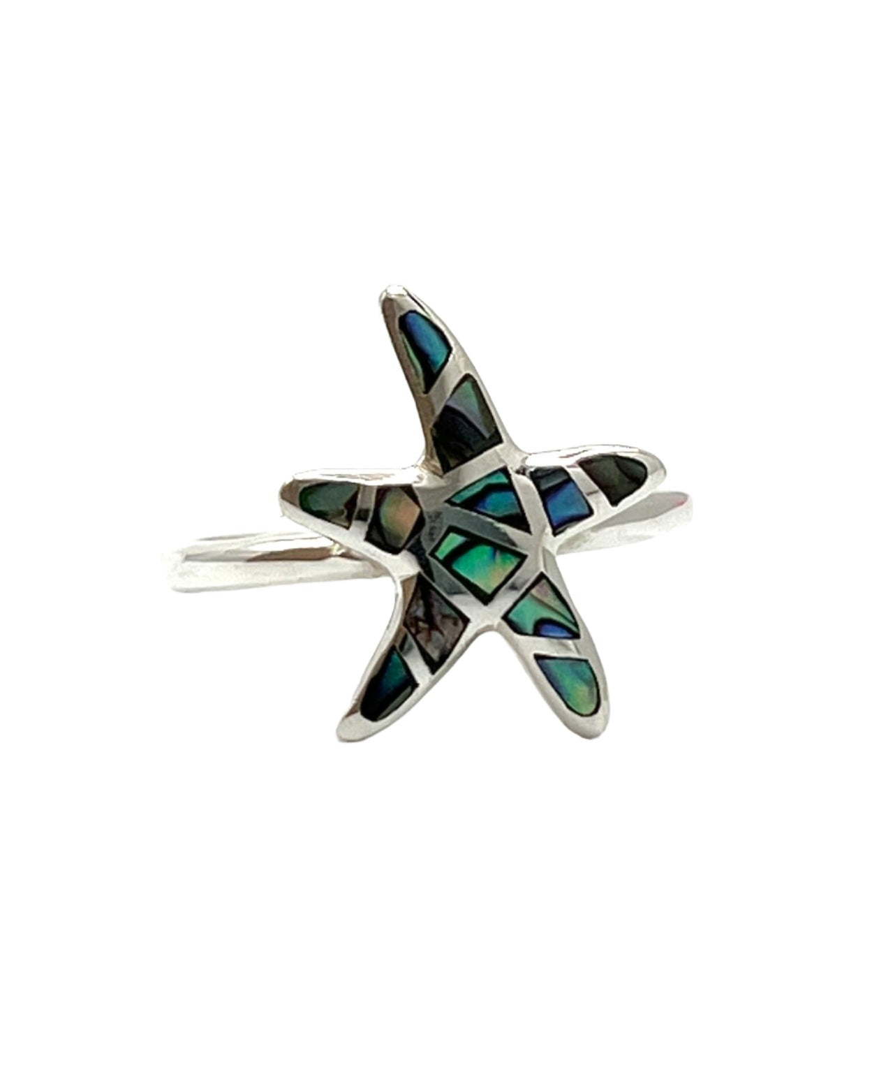 Sterling Silver Abalone Starfish Ring
