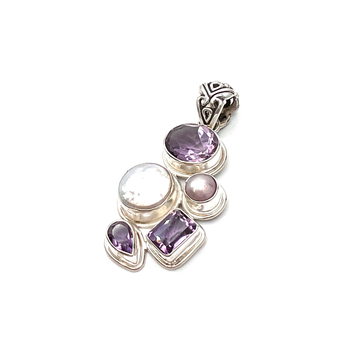 Sterling Silver Pearl & Amethyst Pendants