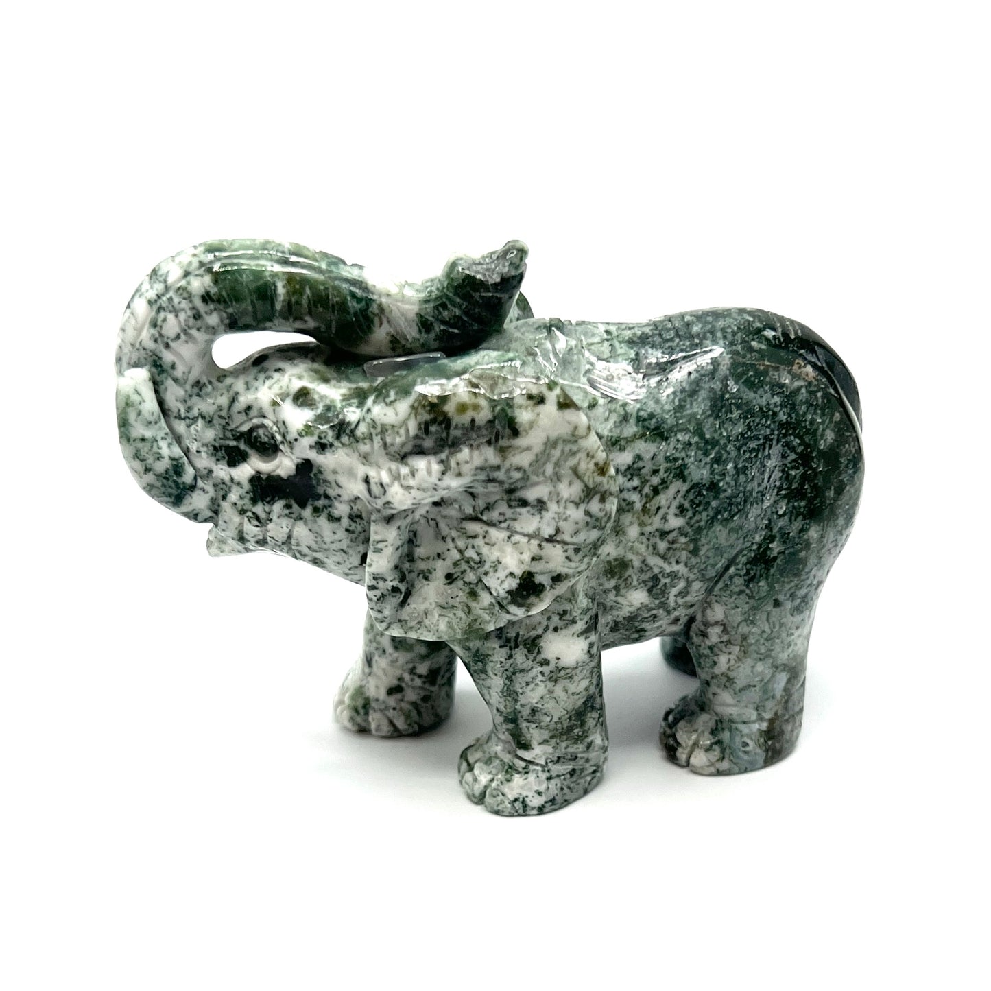 Moss Agate Elephants