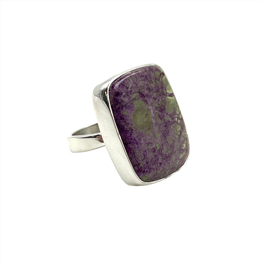 Sterling Silver Stichtite Rectangle Ring