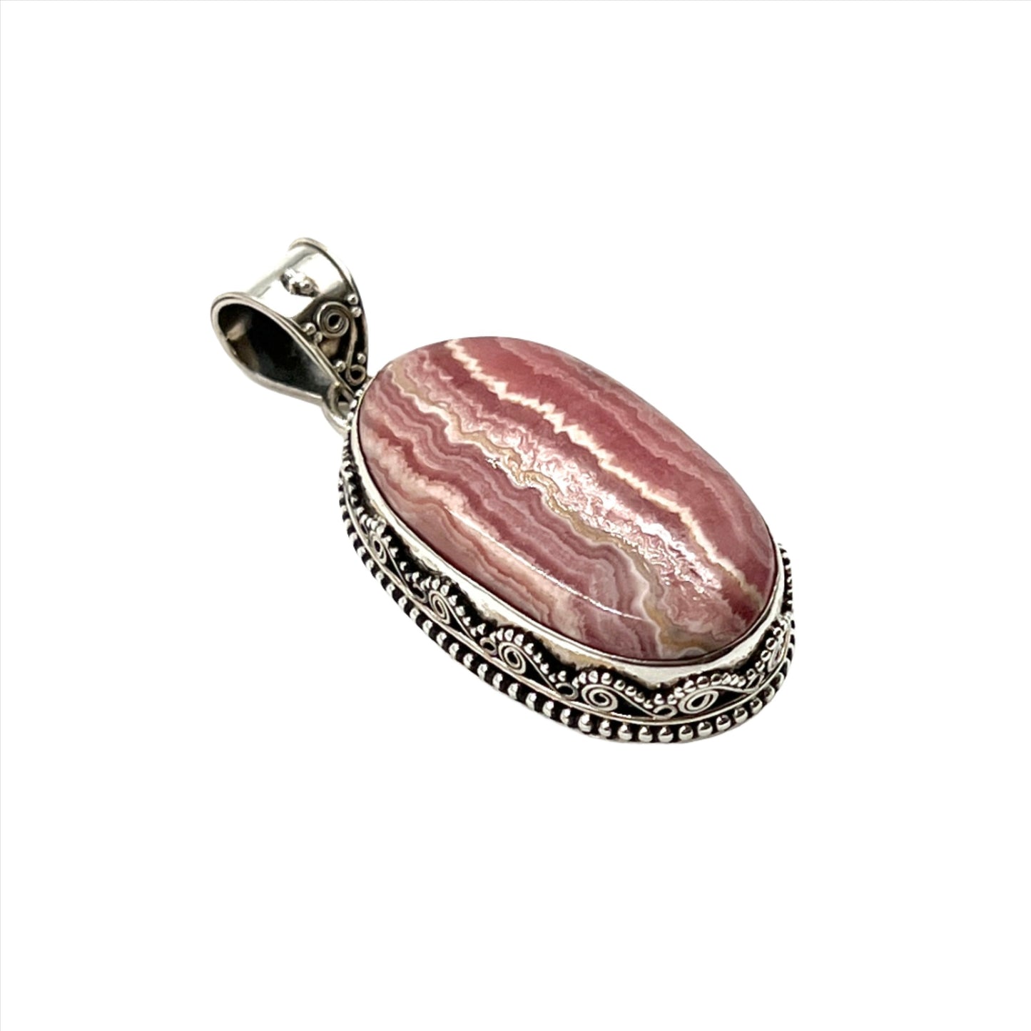 Rhodochrosite Filigree Pendants