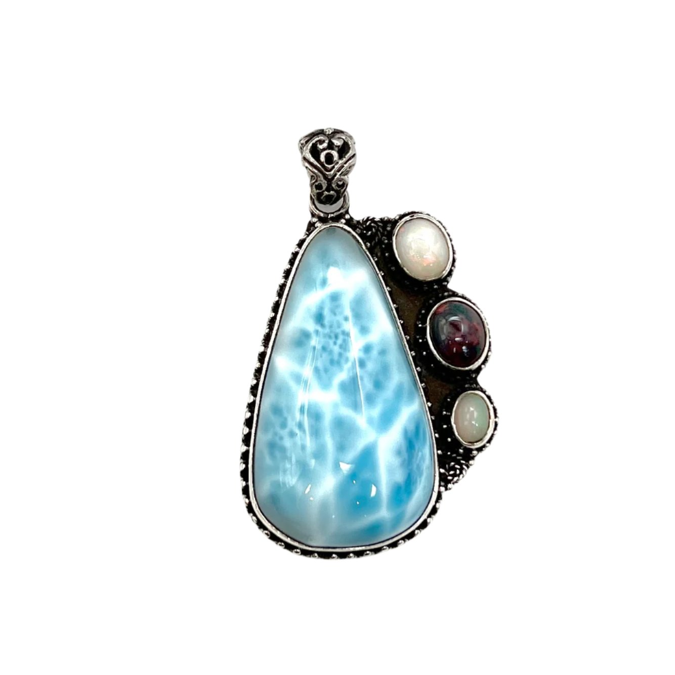Sterling Silver Larimar & Triple Opal Pendants