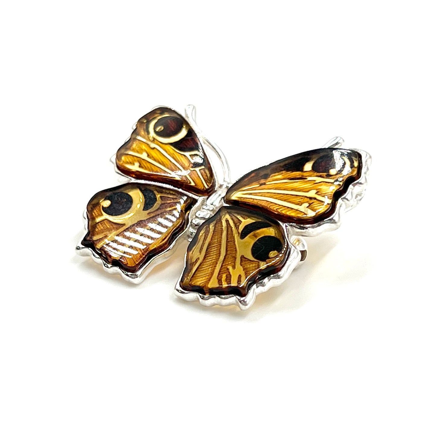 Sterling Silver Amber Butterfly Pendants/Brooch