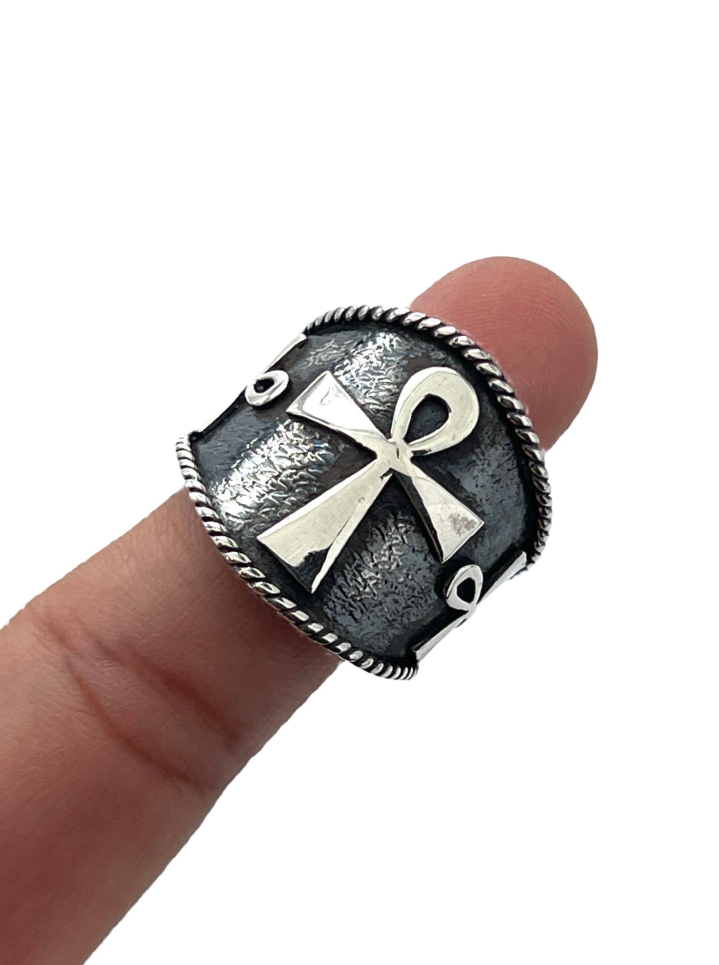 Sterling Silver Triple Ankh Ring