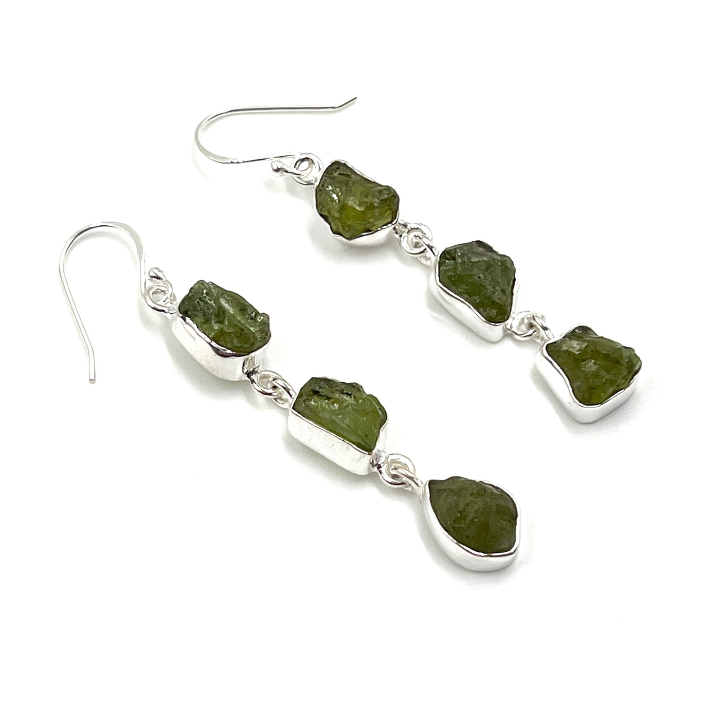Sterling Silver Raw Peridot Earrings