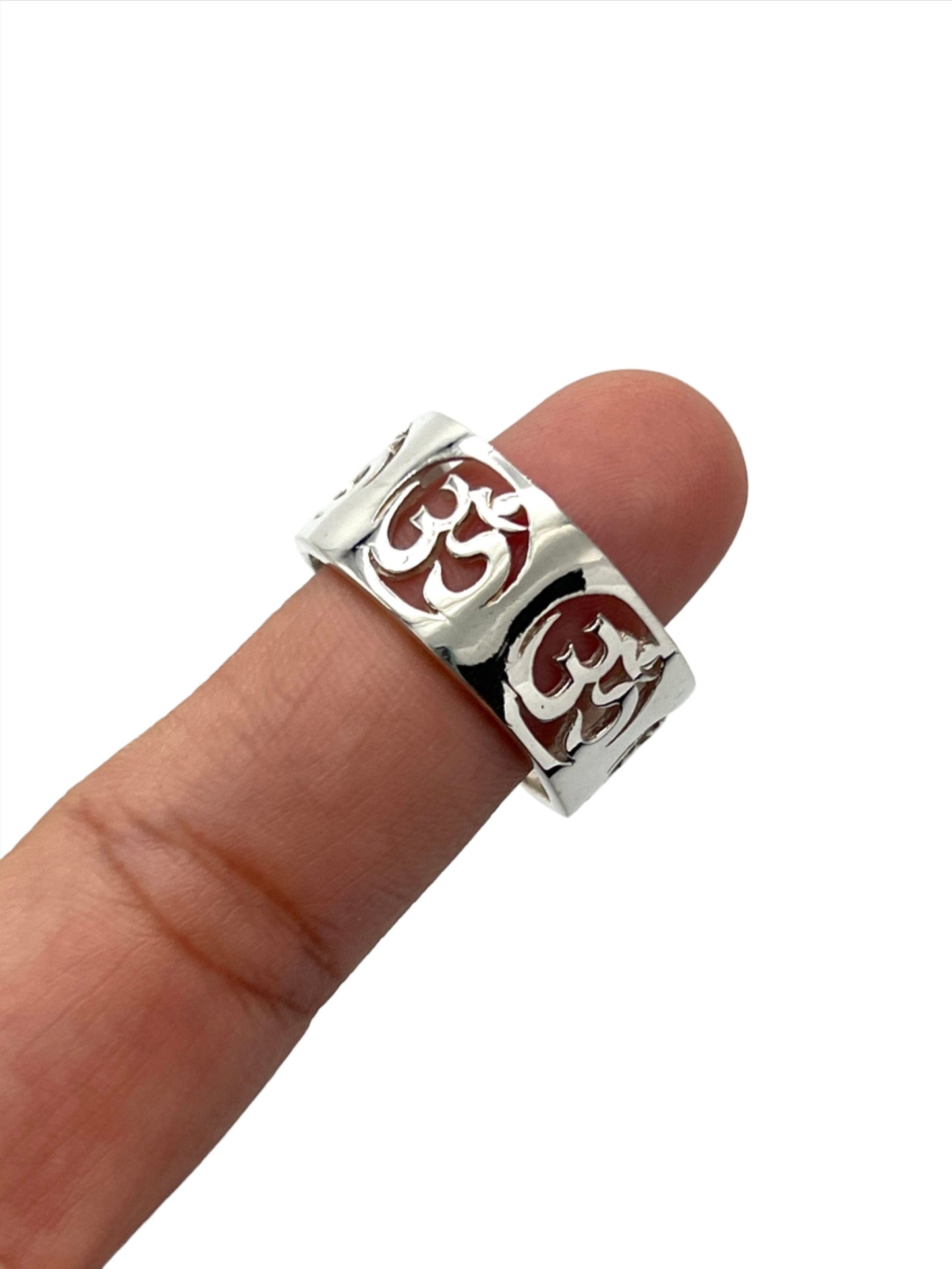 Sterling Silver Om Band Ring