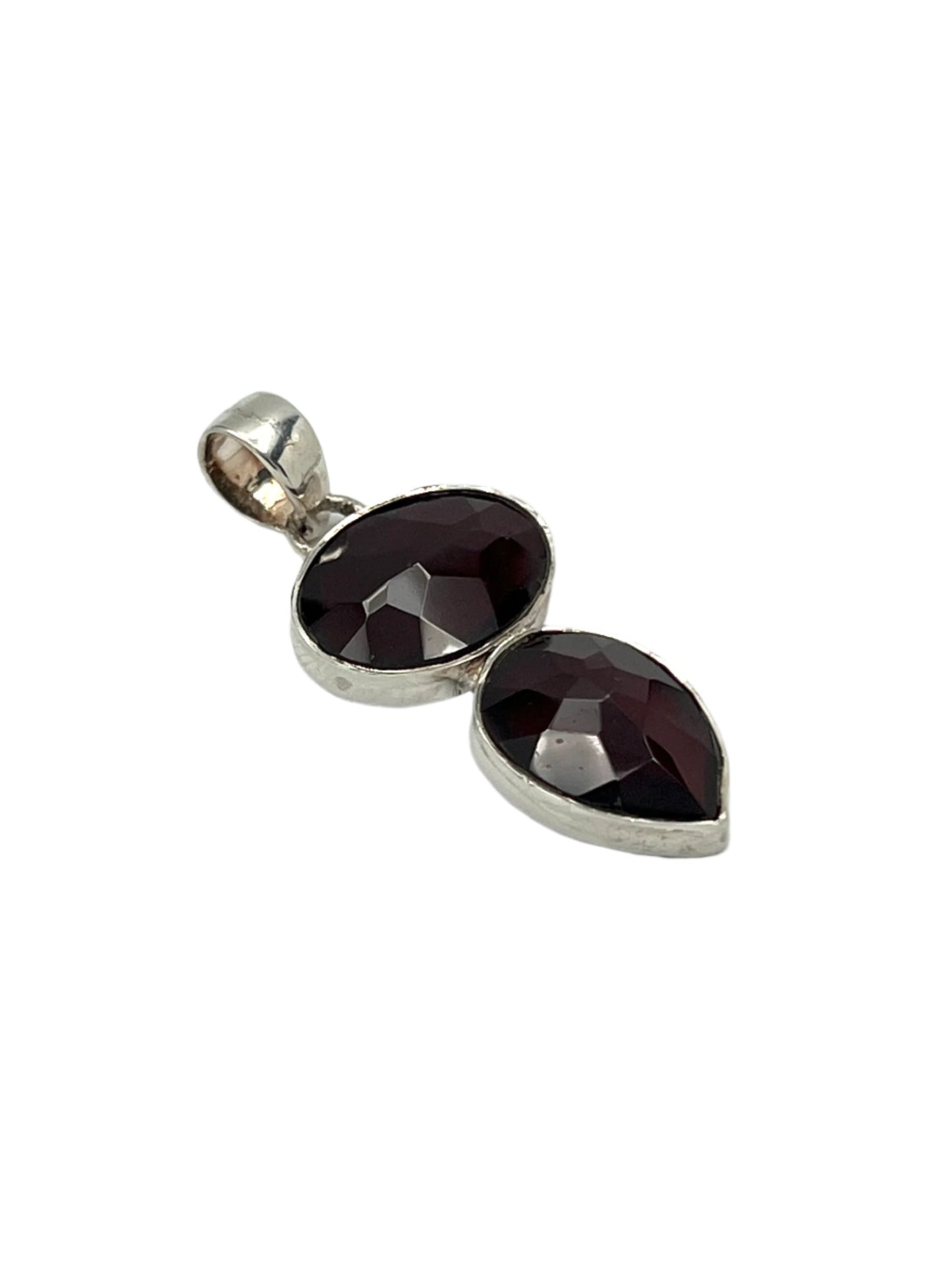 Sterling Silver Garnet Faceted Pendants