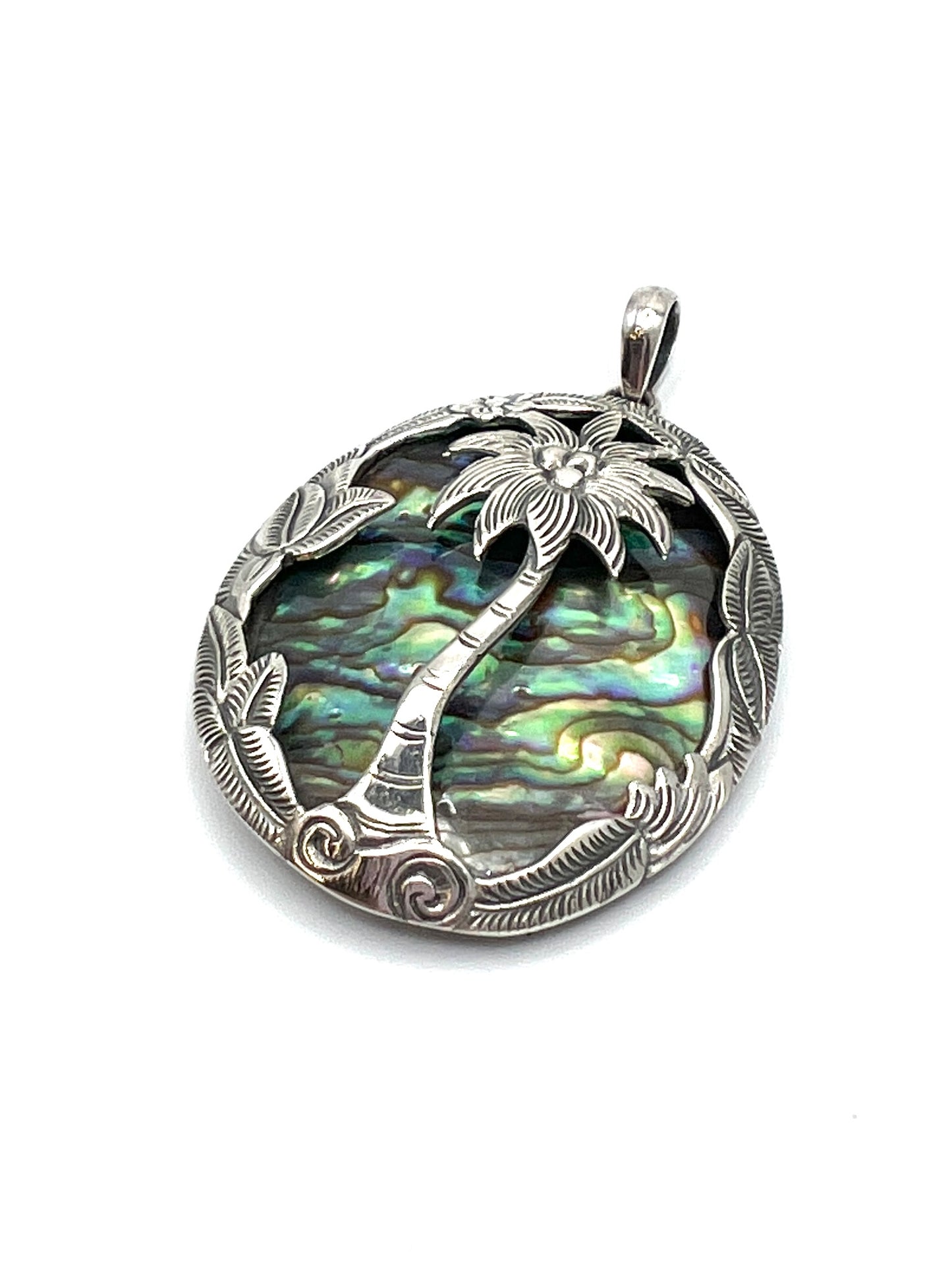 Sterling Abalone Shell Palm Tree Pendant