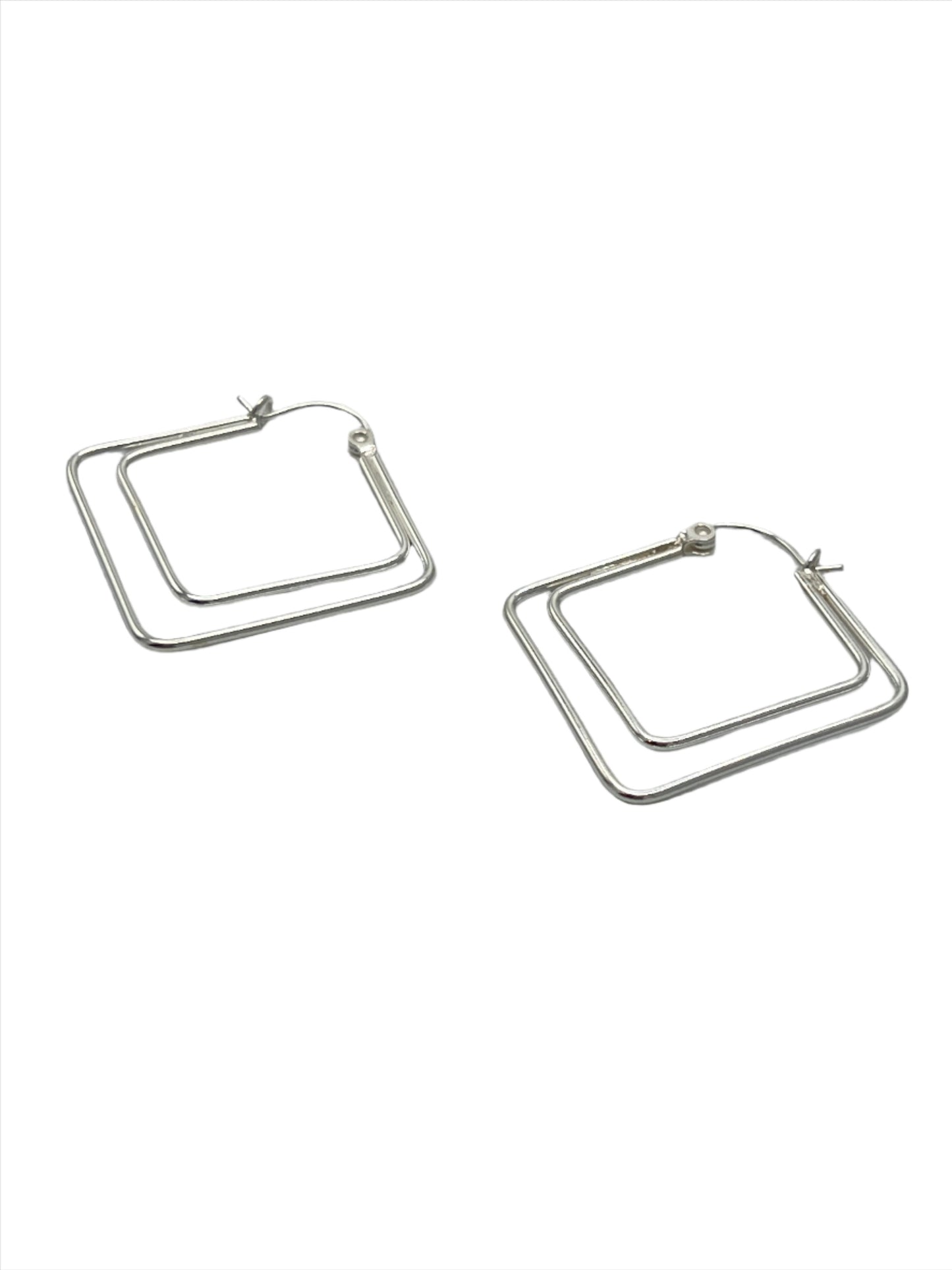 Sterling Silver Square Hoop Earrings