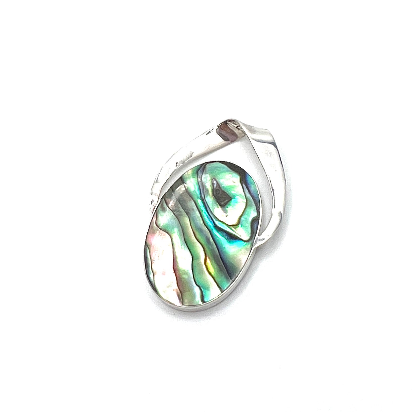 Sterling Silver Ribbon Oval Abalone Pendant