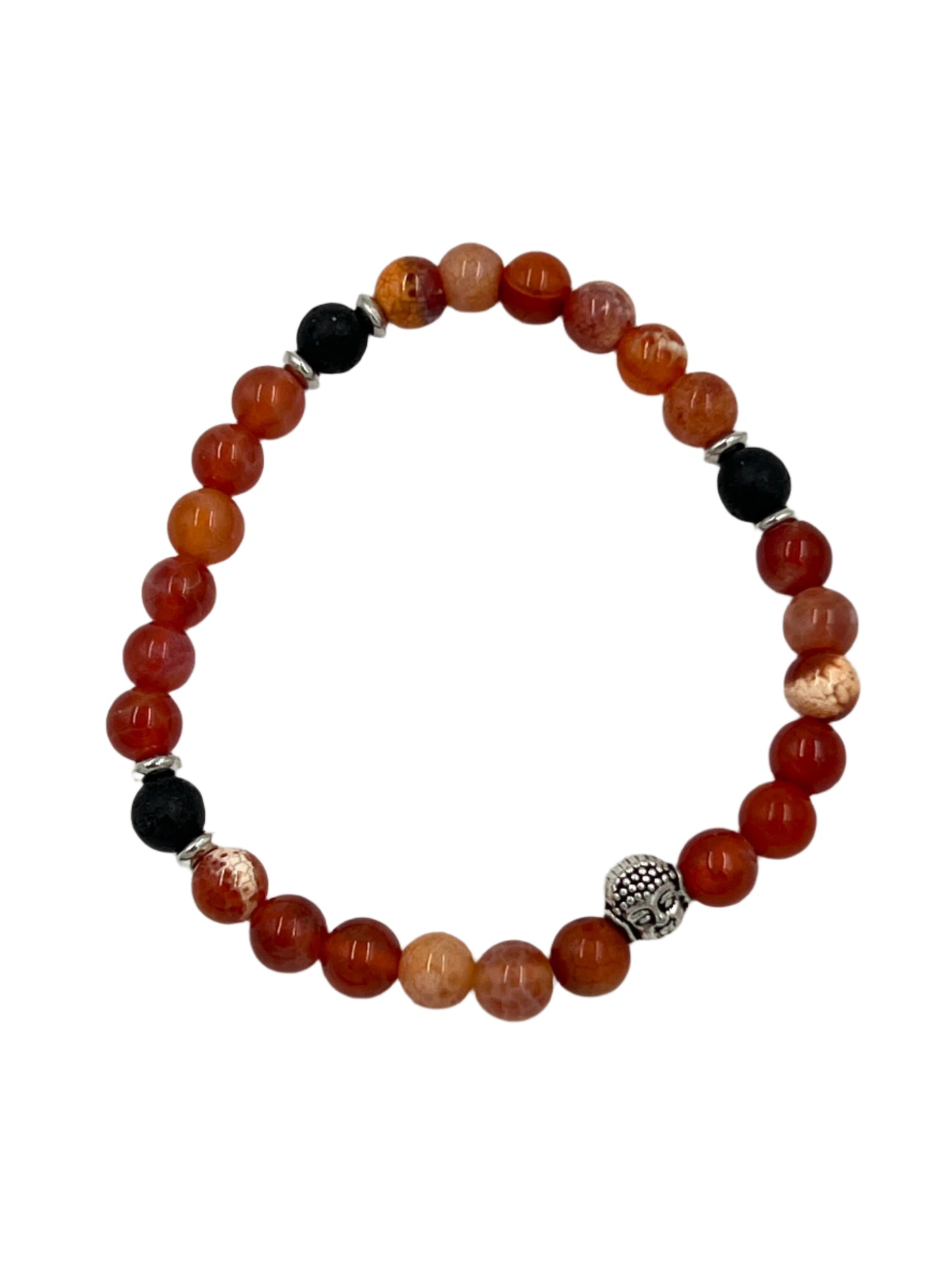 Peach Moonstone & Fire Agate Stretchy Bracelets