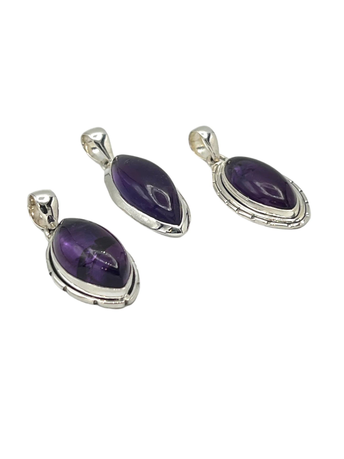 Sterling Silver Marquise Amethyst Pendants