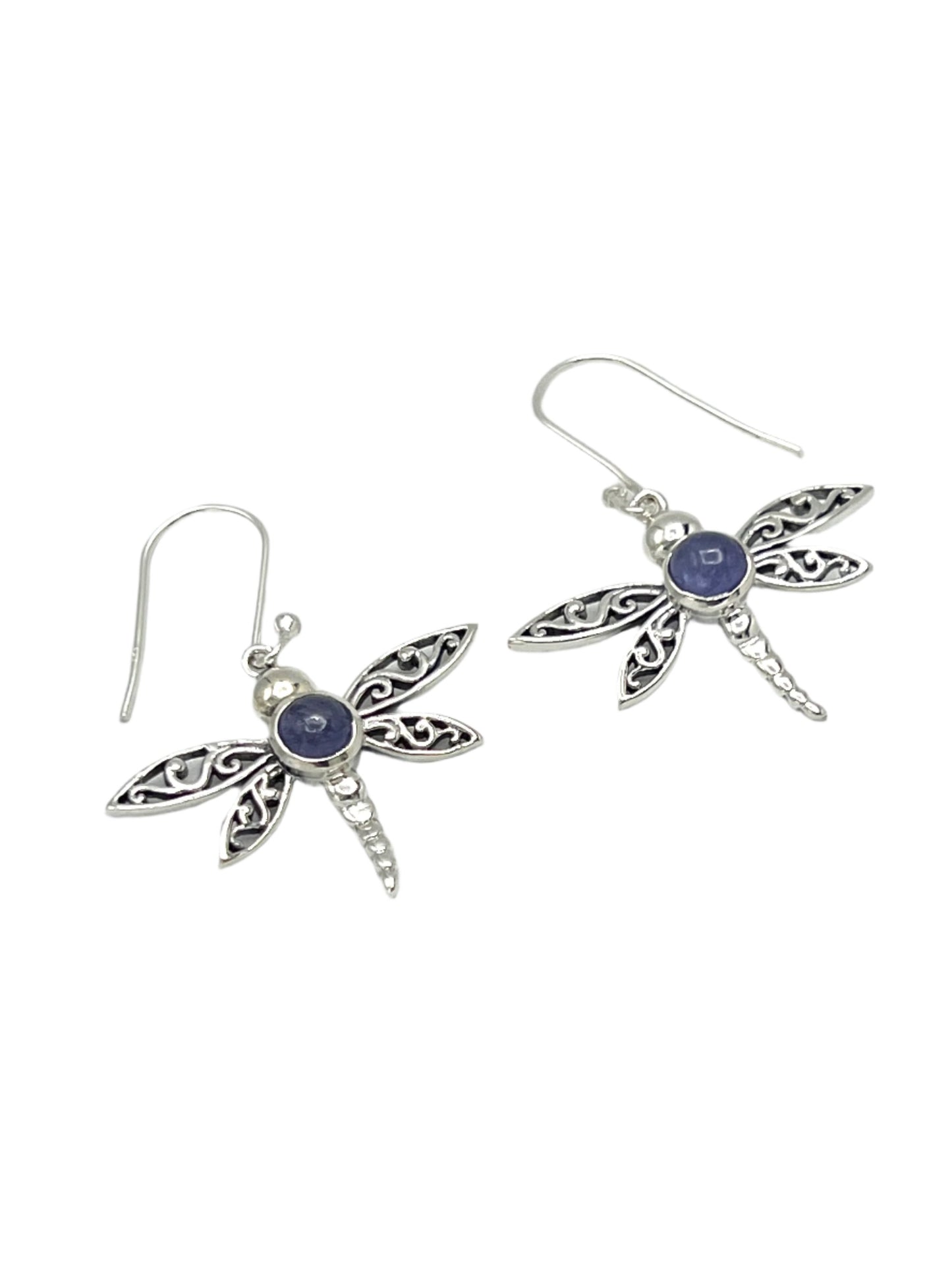 Sterling Silver Tanzanite Dragonfly Earrings