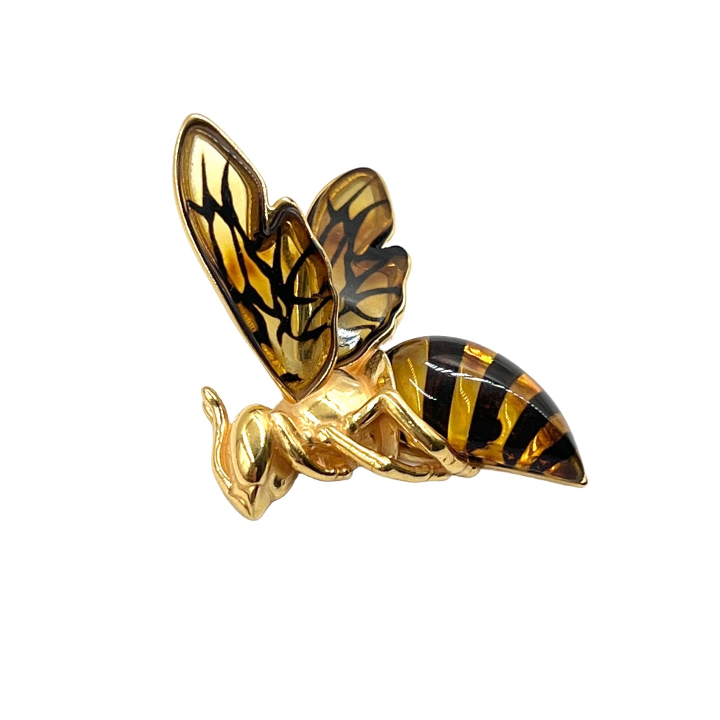 Gold Plated Silver Amber Queen Bee Pendants