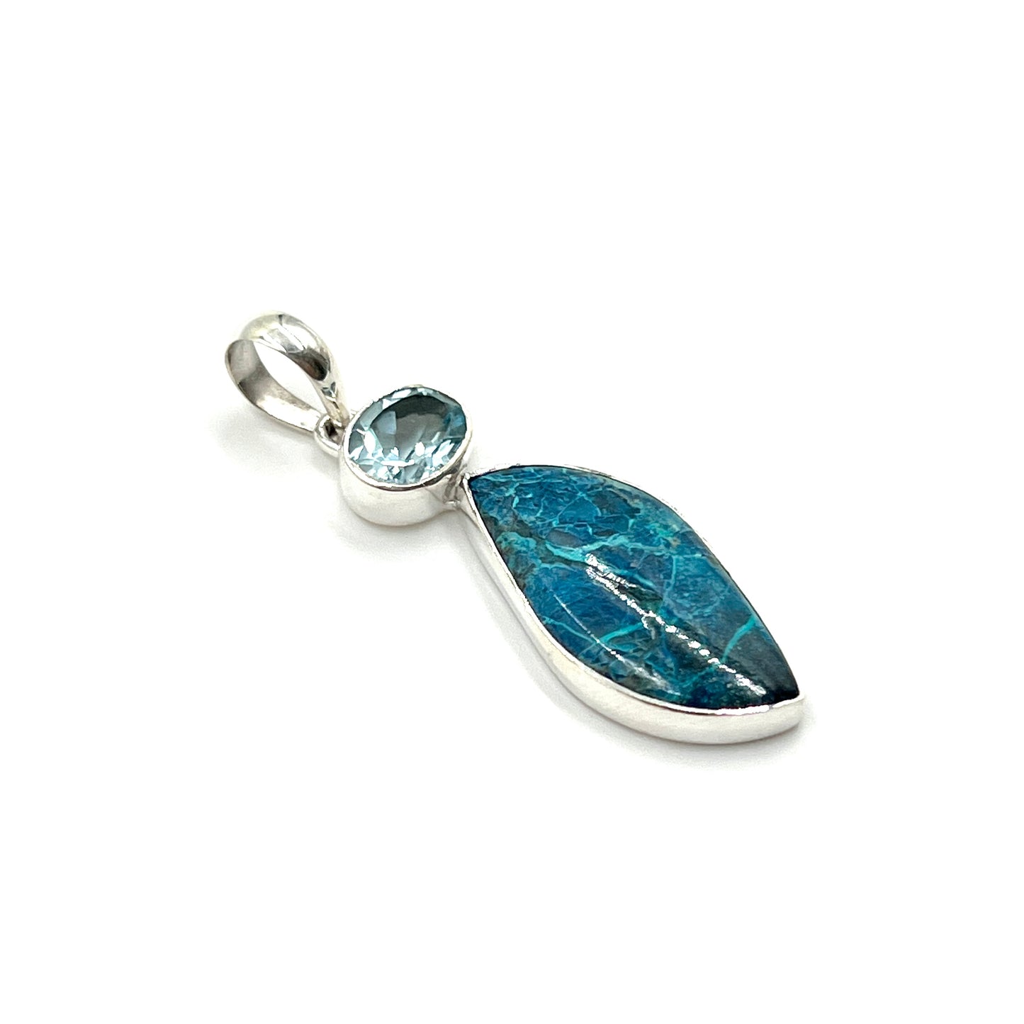 Shattuckite & Blue Topaz Pendants