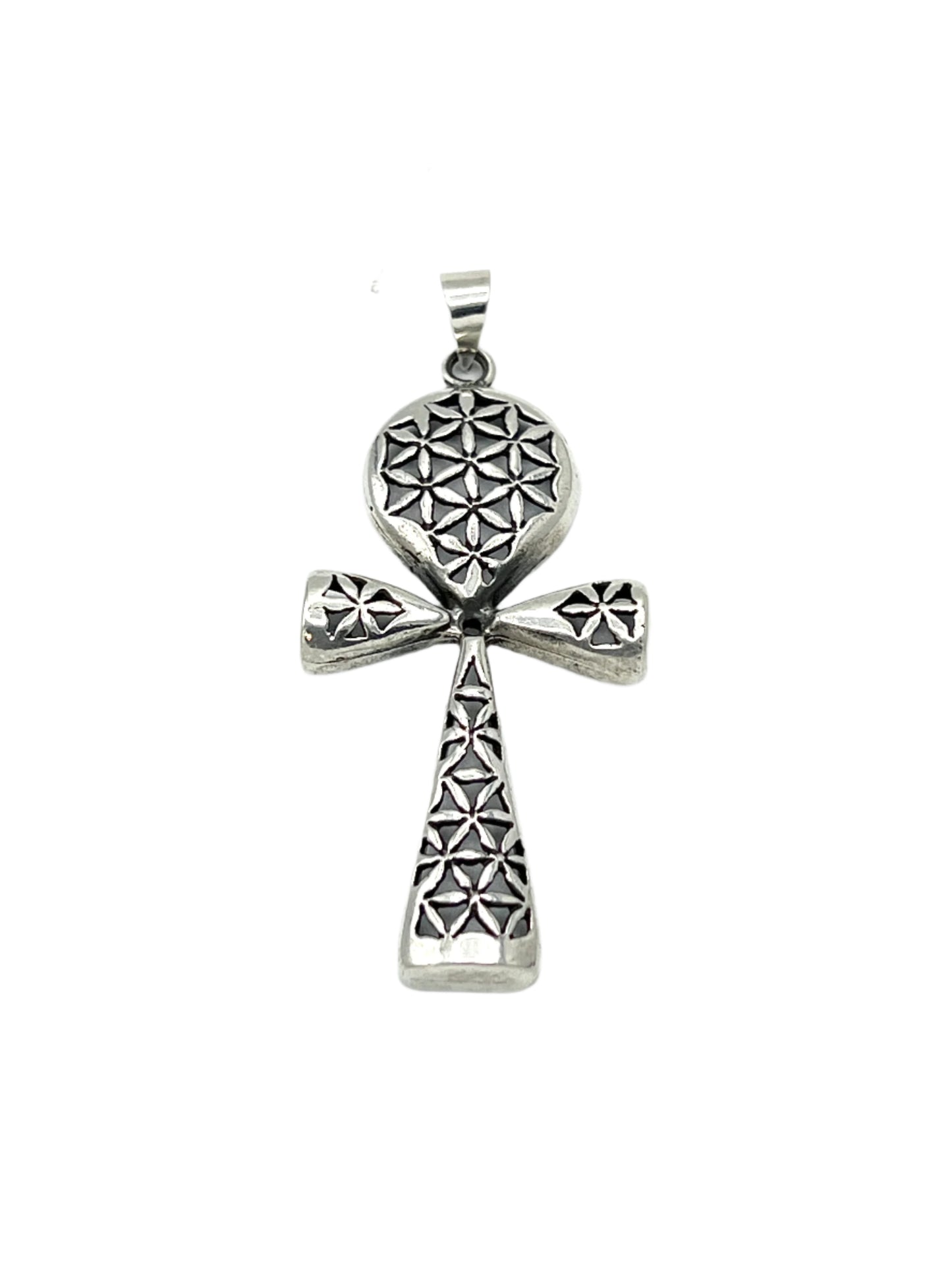 Silver Flower of life Ankh Pendants