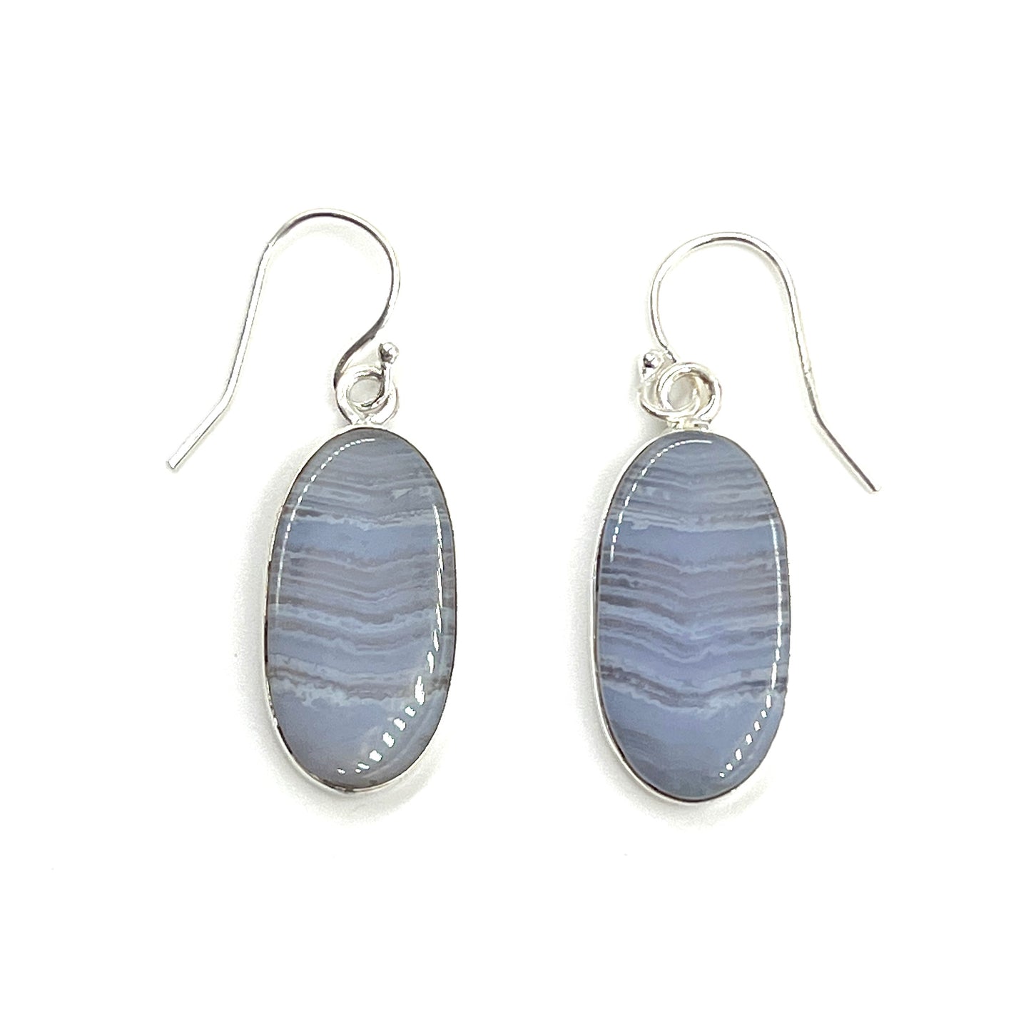 Oval Blue Lace Agate Earrings