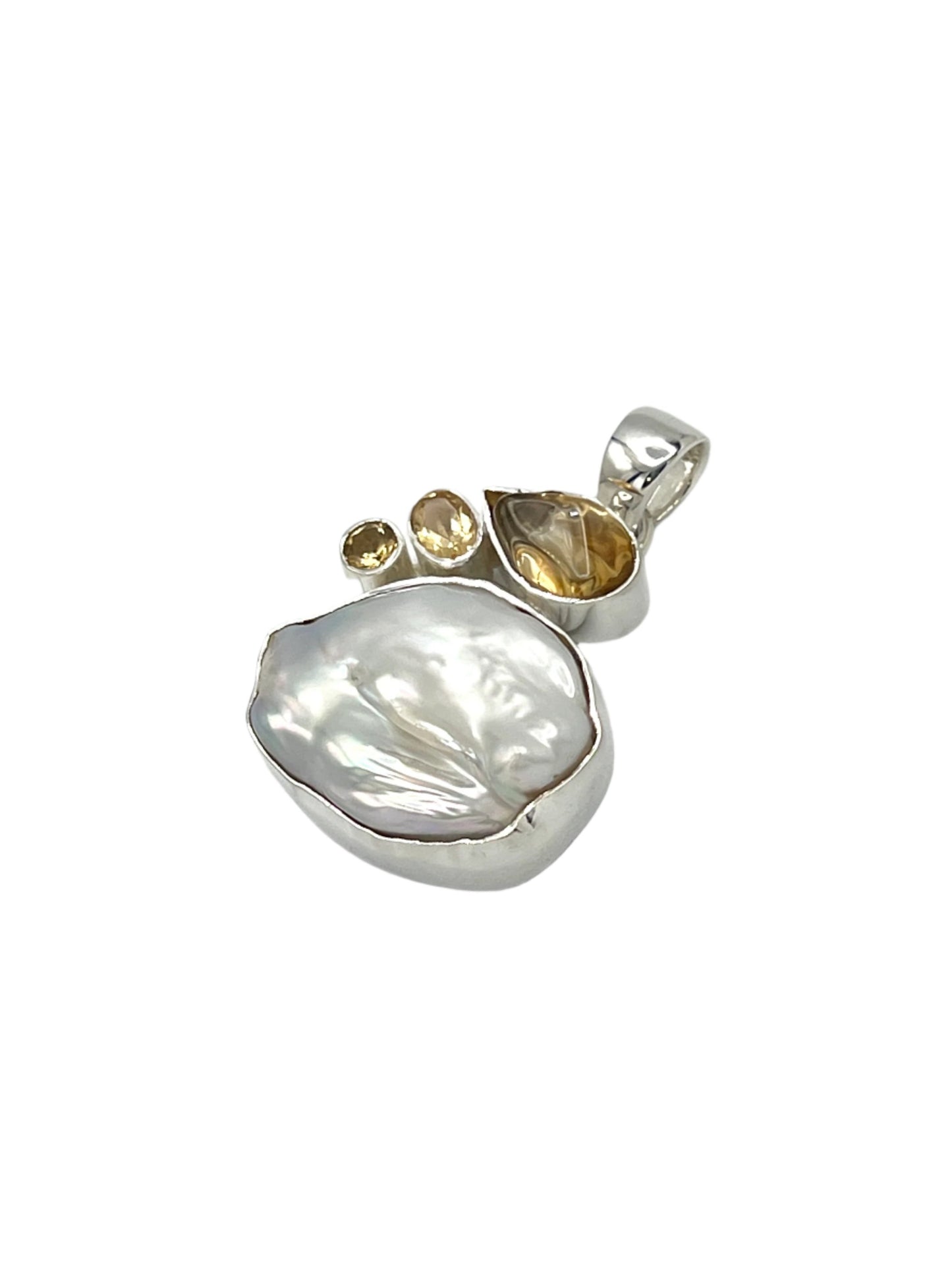Sterling Silver Pearl & Citrine Pendants