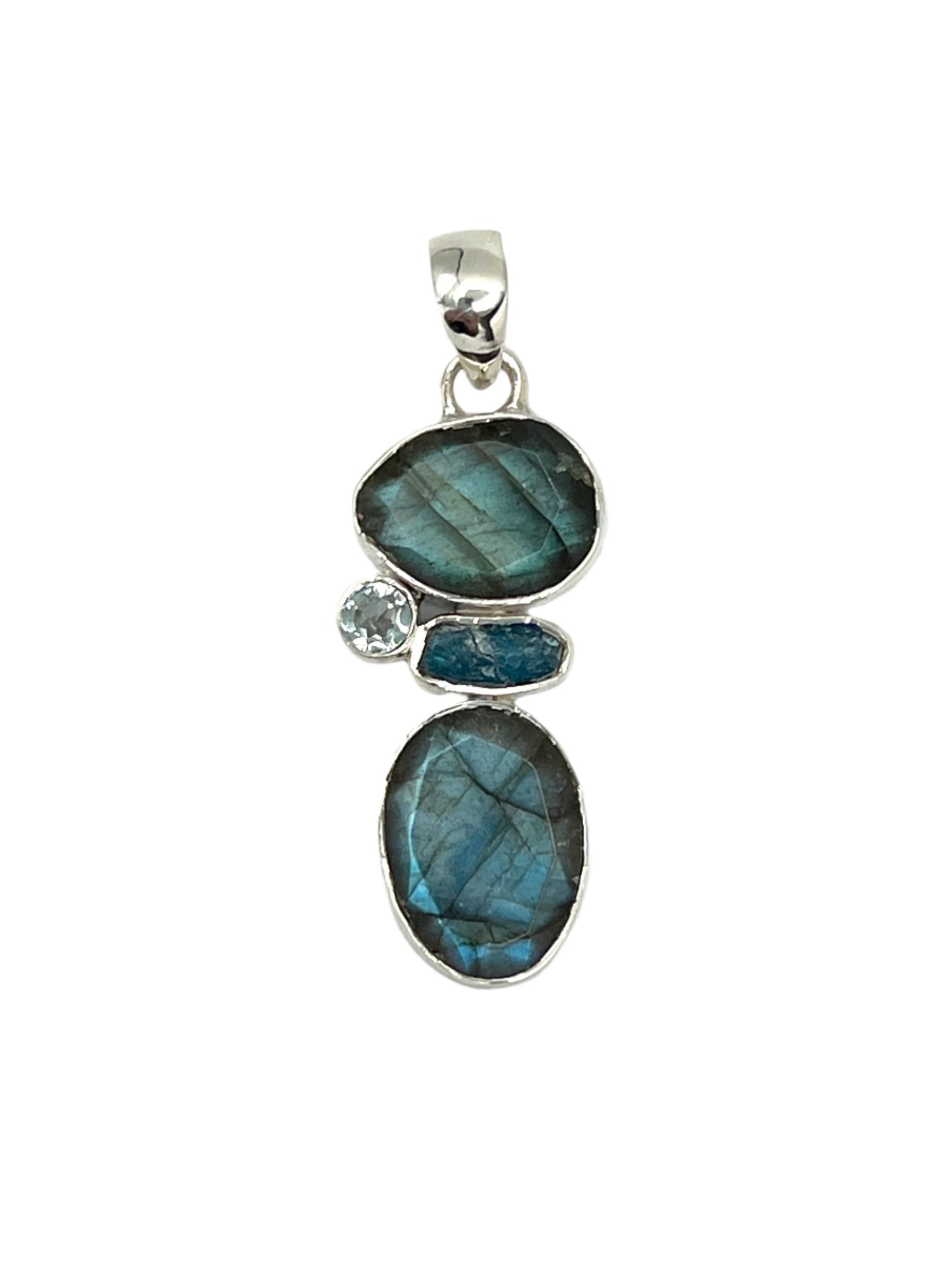Silver Labradorite Faceted Pendants