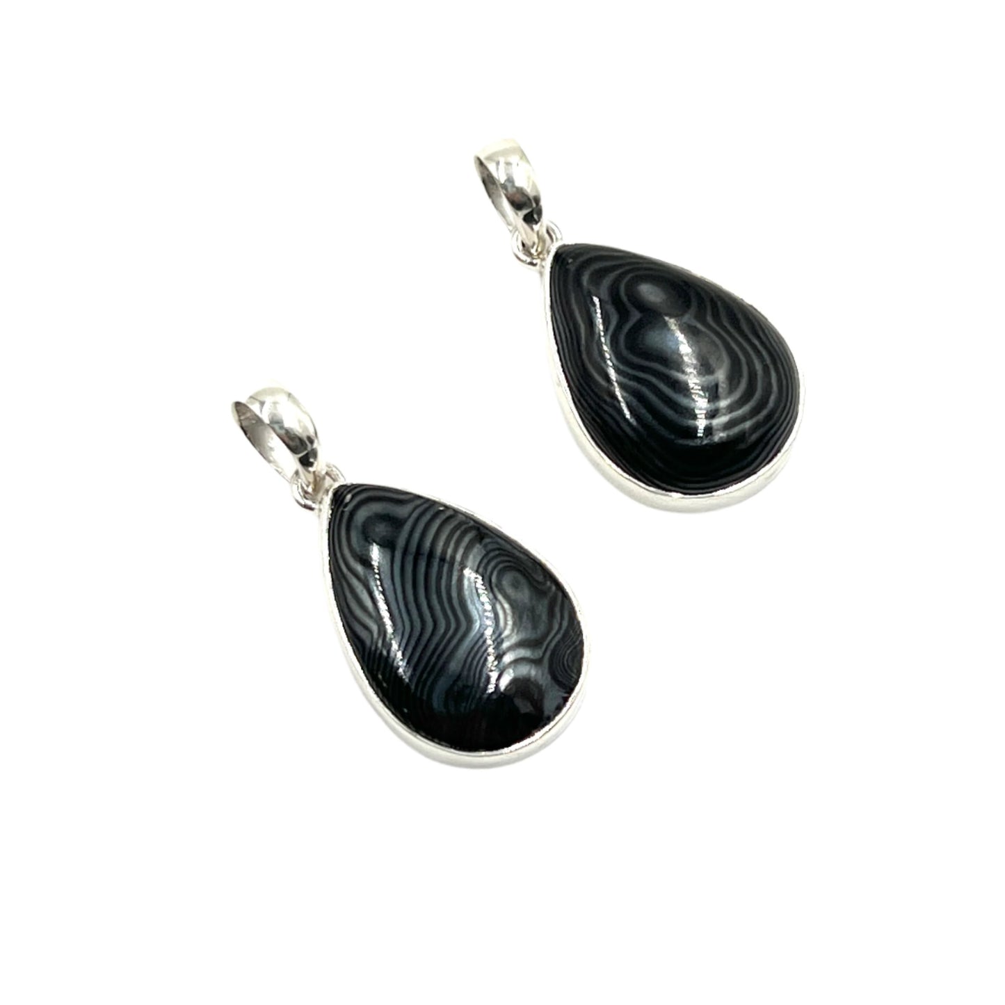 Psilomelane Teardrop Pendants
