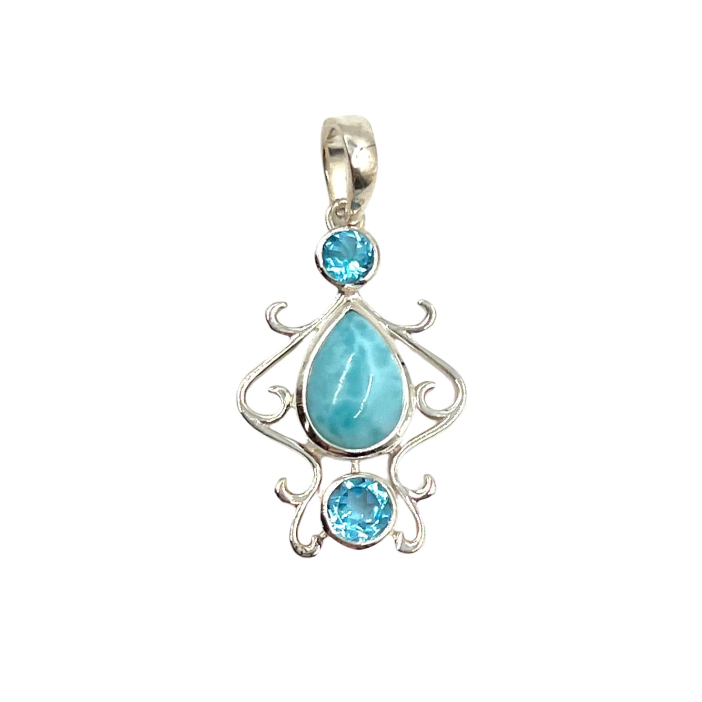 Sterling Silver Larimar & Blue Topaz Pendants