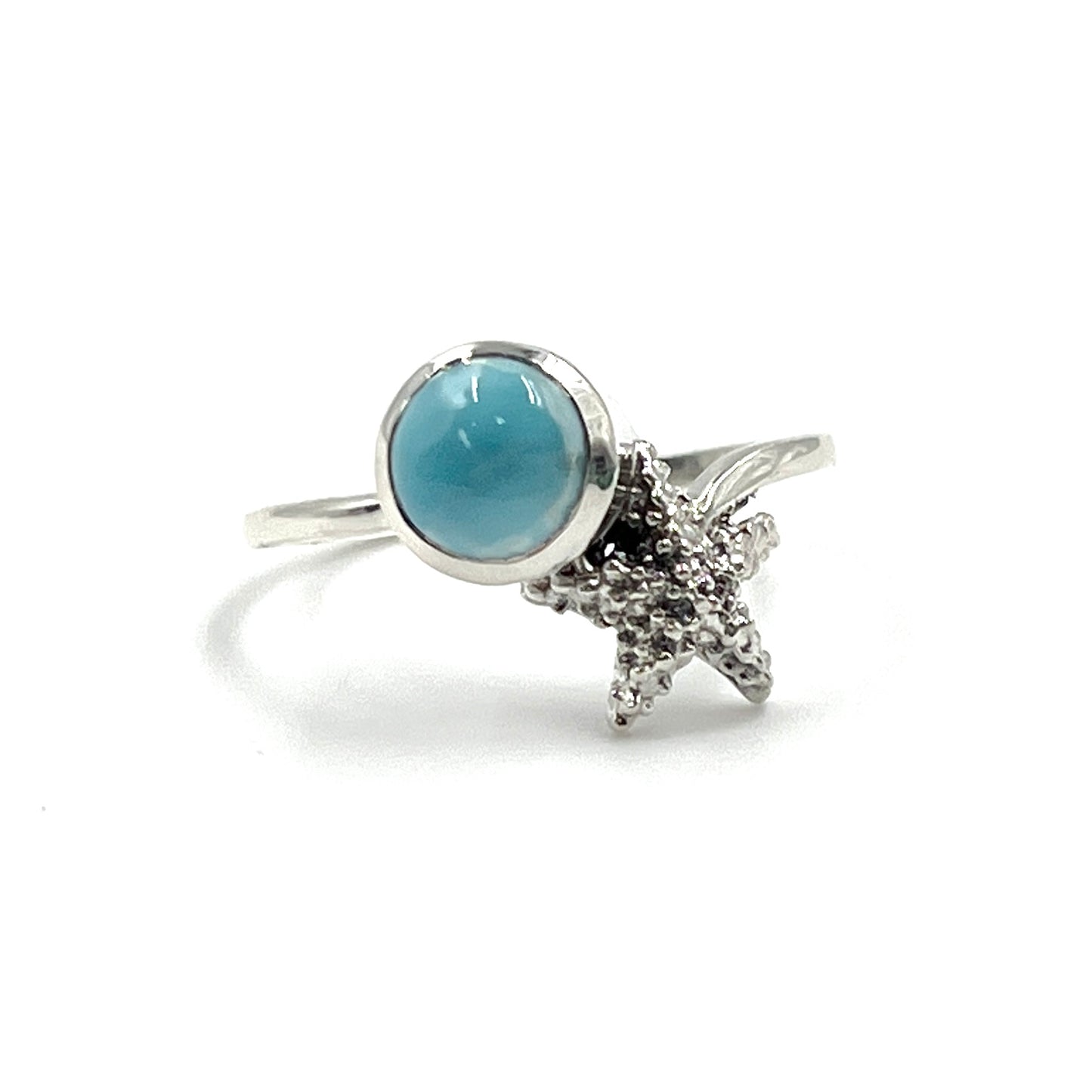 Sterling Silver Larimar Starfish Ring