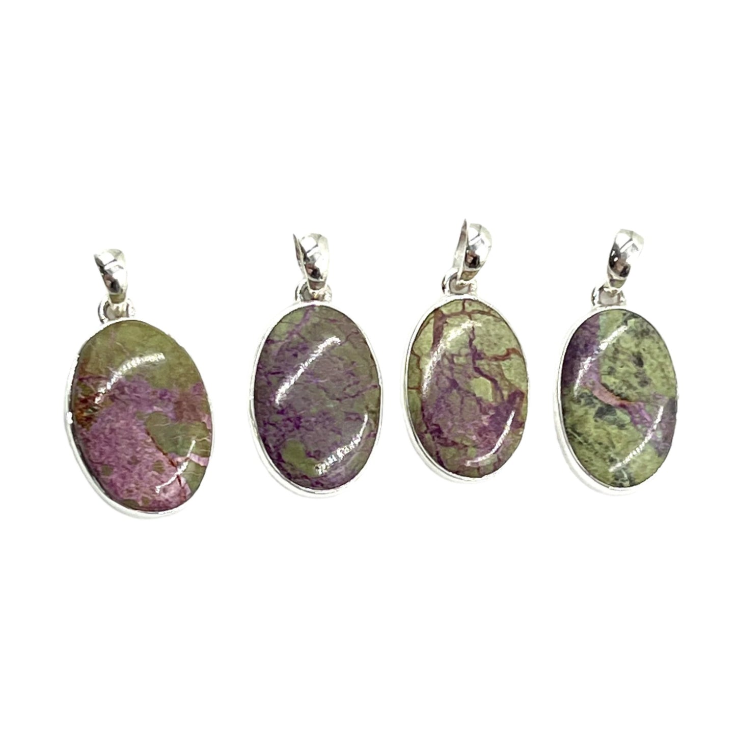 Sterling Silver Stichtite Oval Pendants