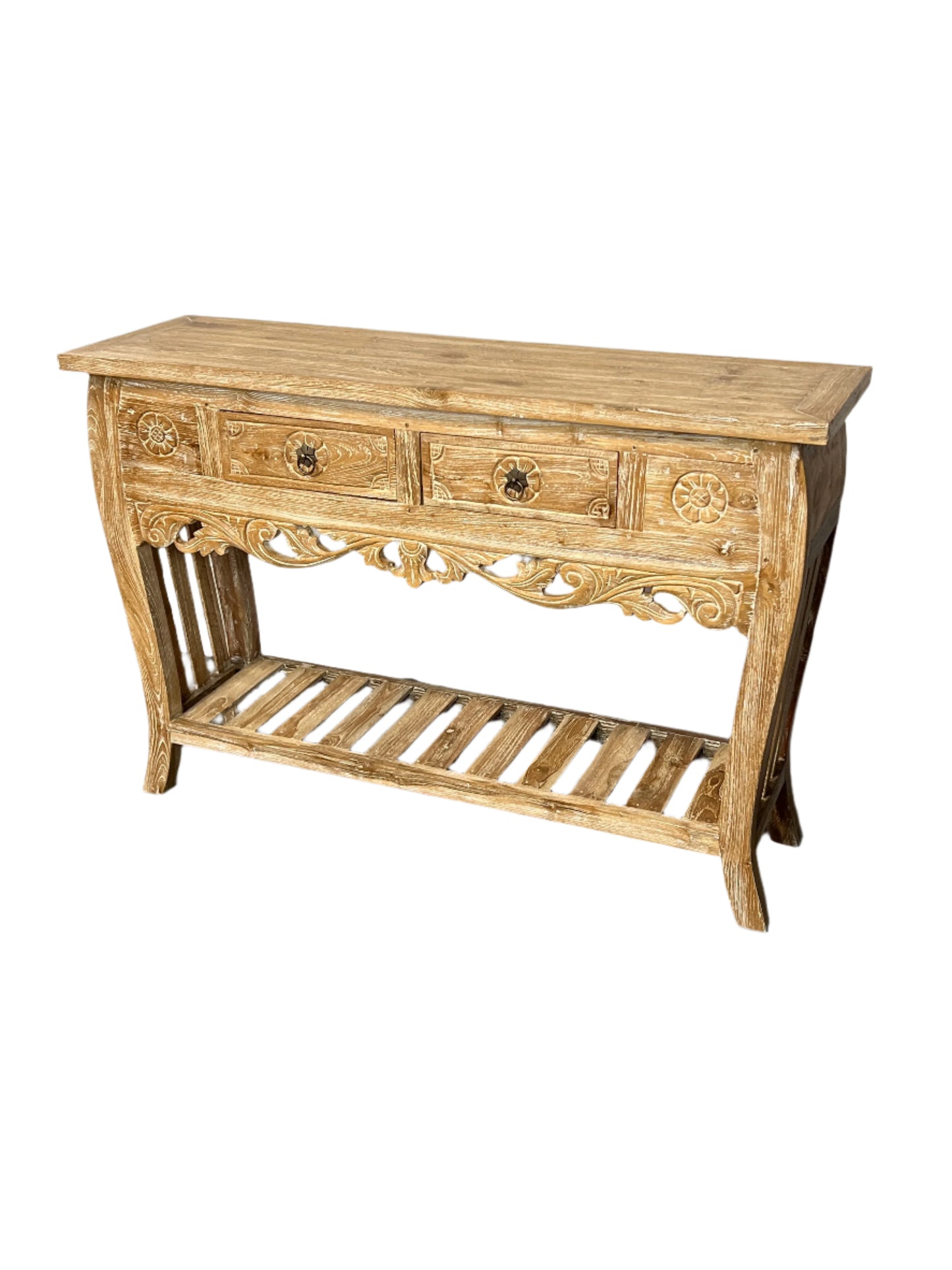 White Washed Teak Console Table