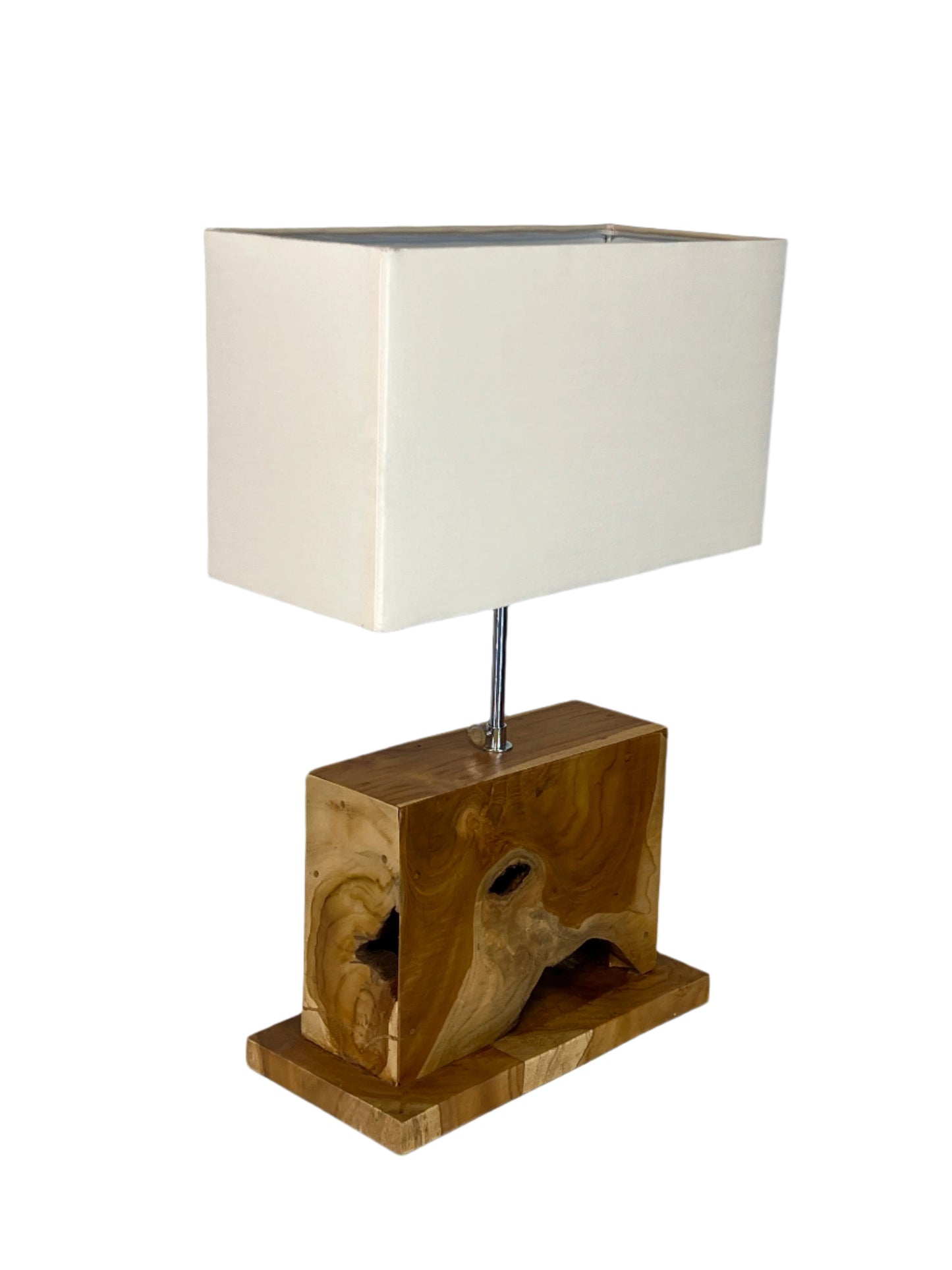 Teak Rectangle Table Lamp