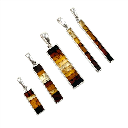Multi Color Amber Rectangle Pendants