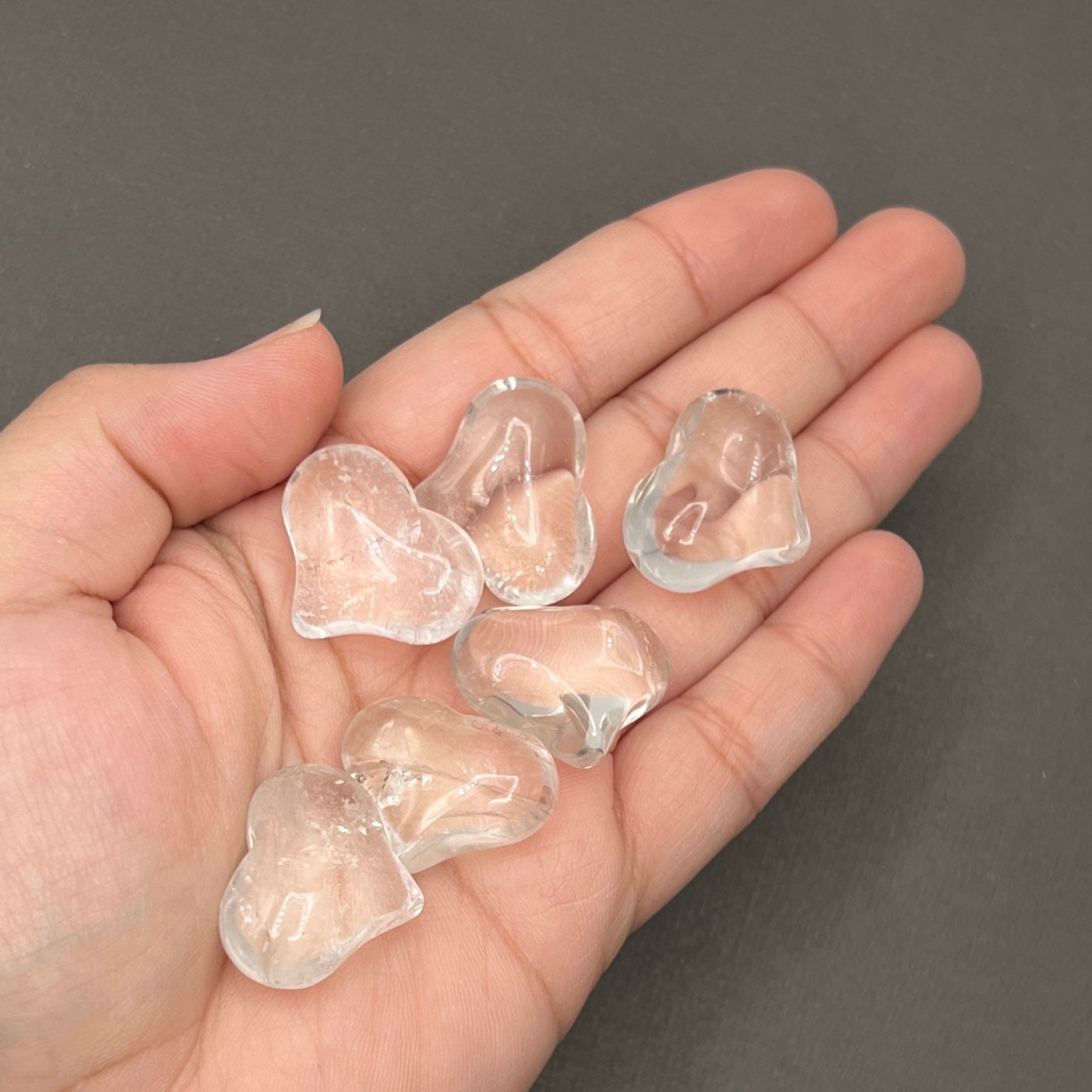 Clear Quartz Puffy Hearts