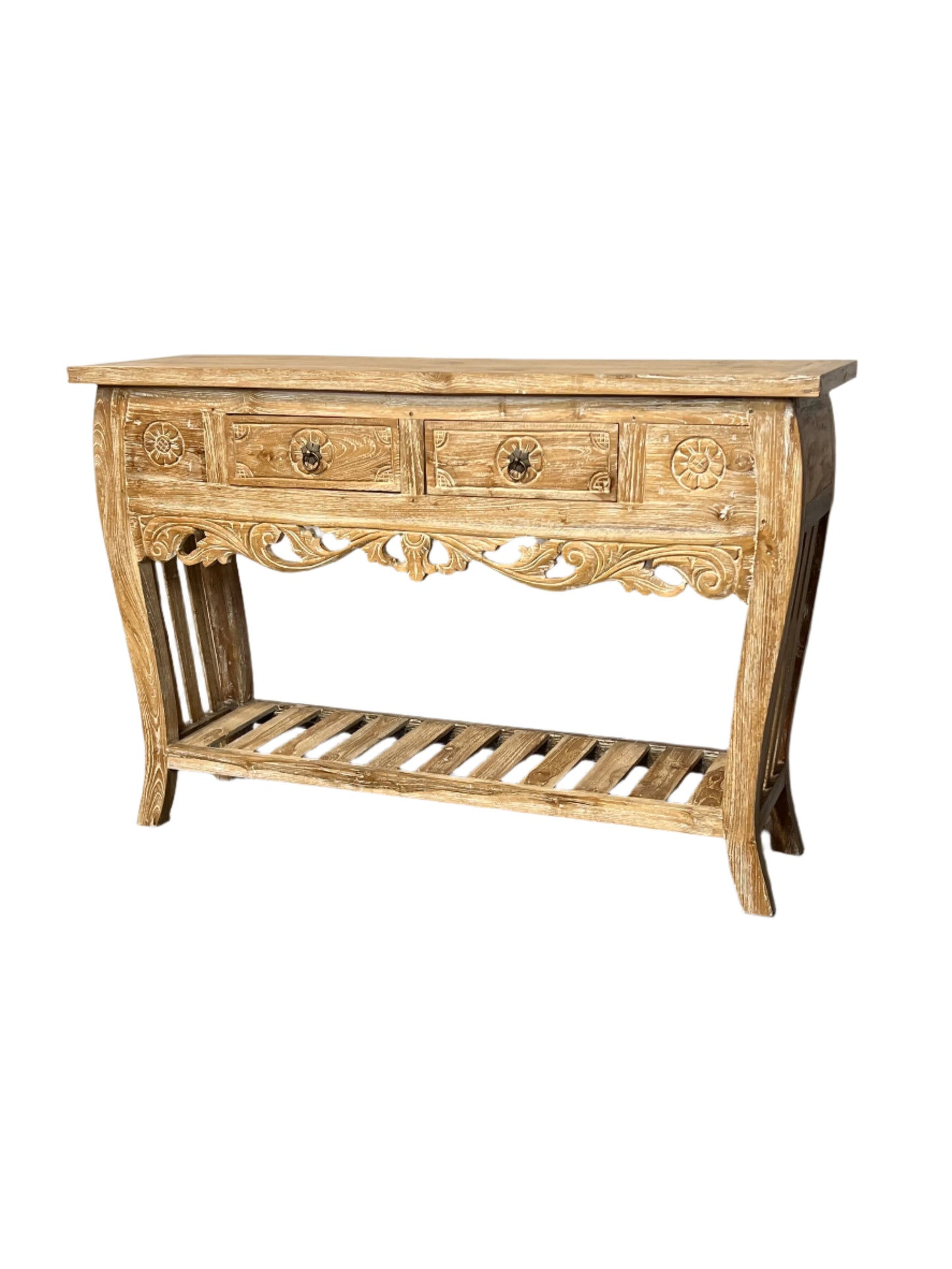 White Washed Teak Console Table