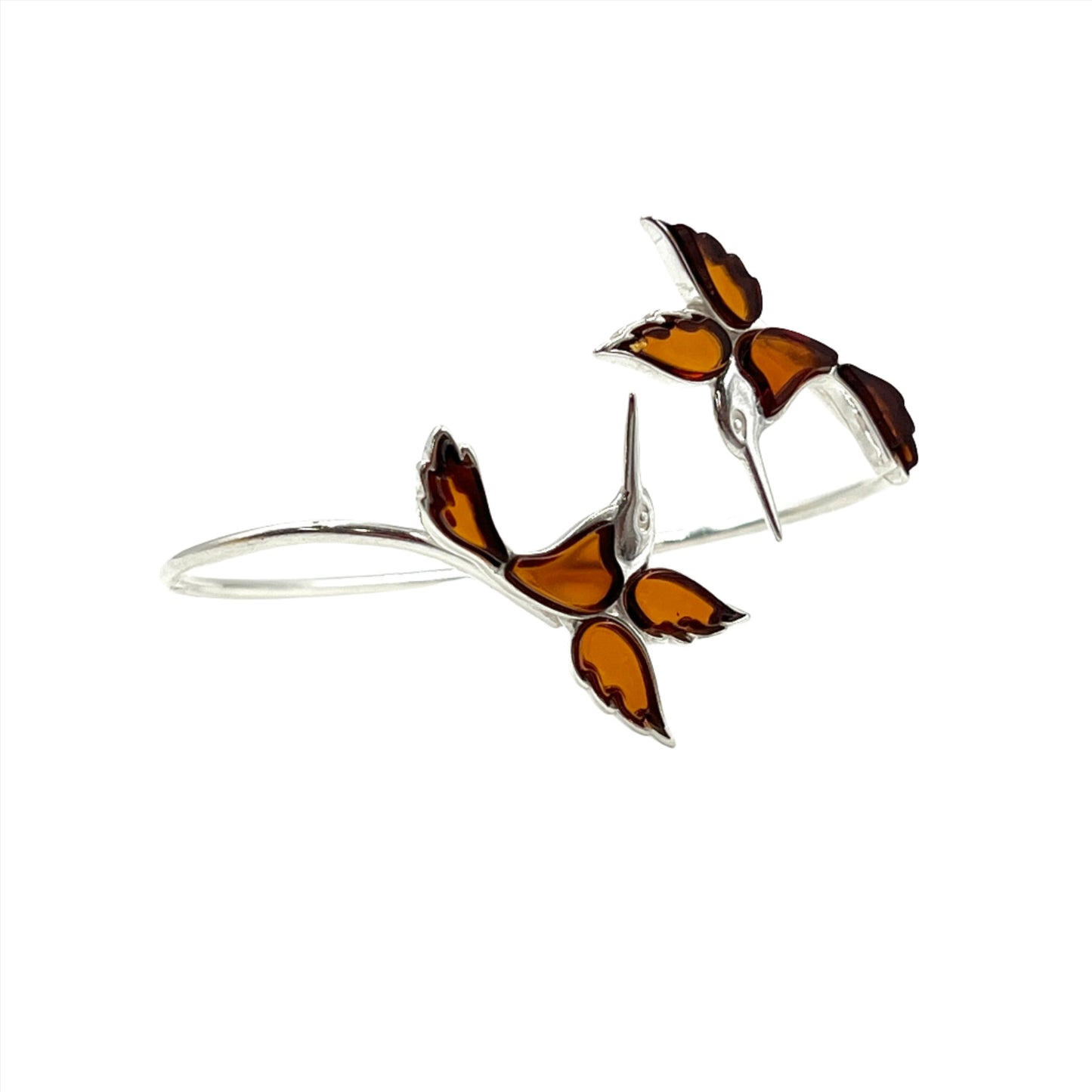 Sterling Silver Hummingbird Amber Cuff