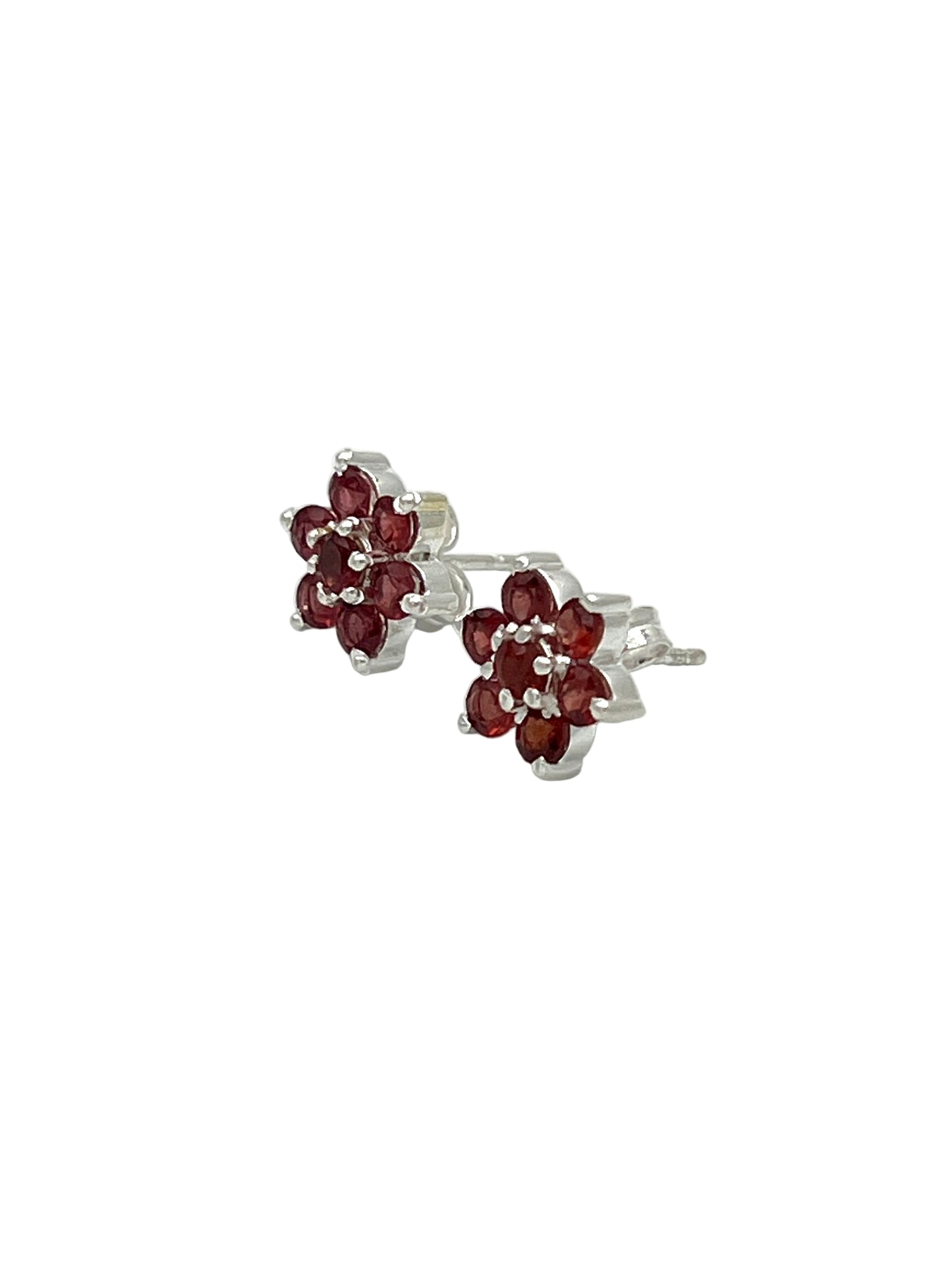 Faceted Gemstone Flower Stud