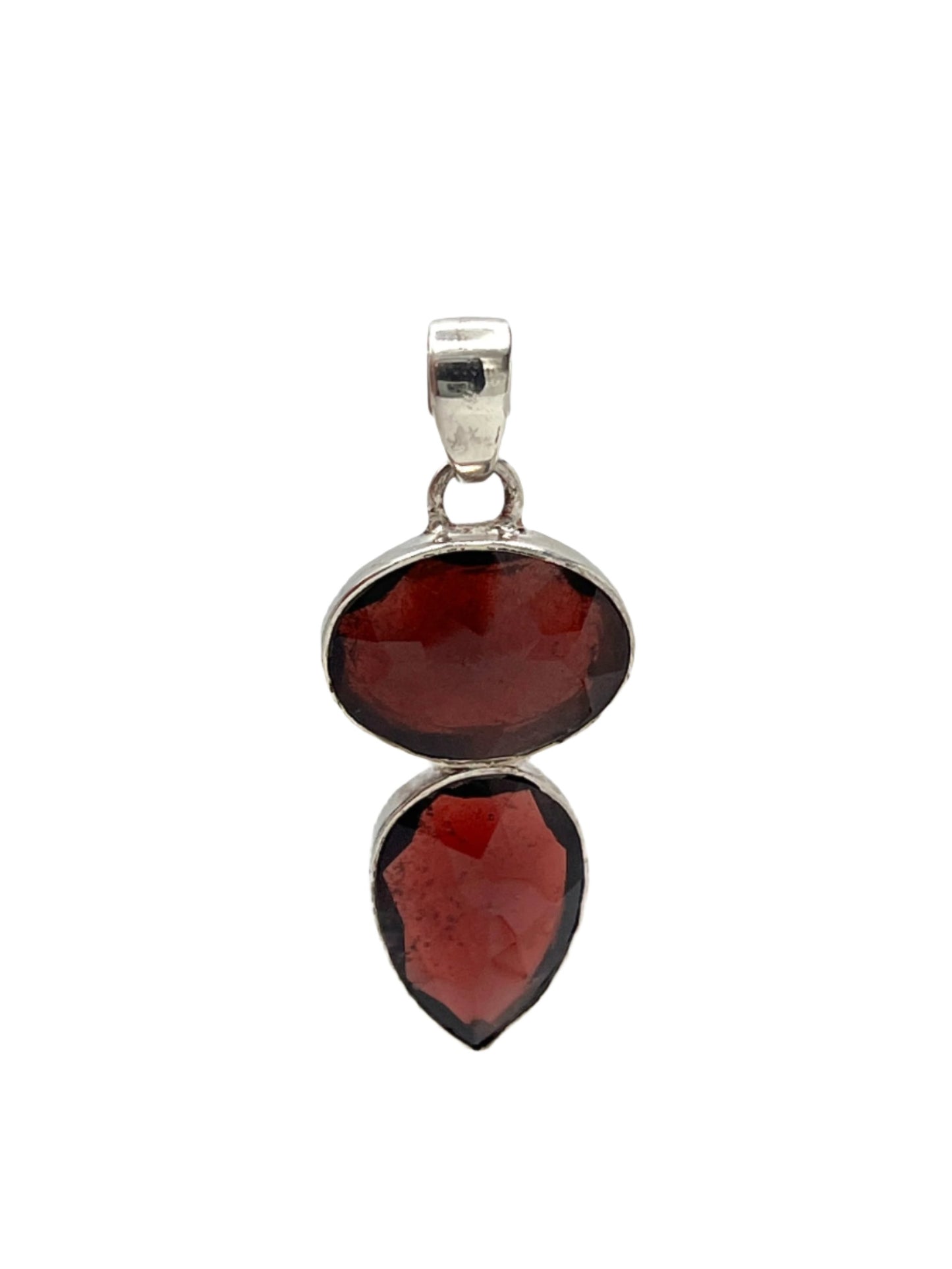 Sterling Silver Garnet Faceted Pendants