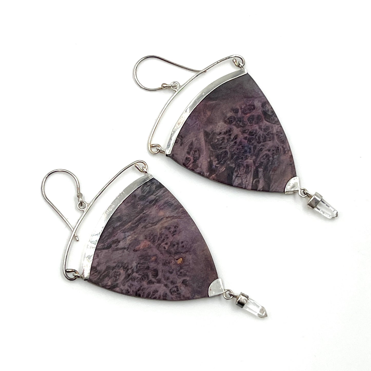 Sterling Silver Crystal & Burl Wood Earrings