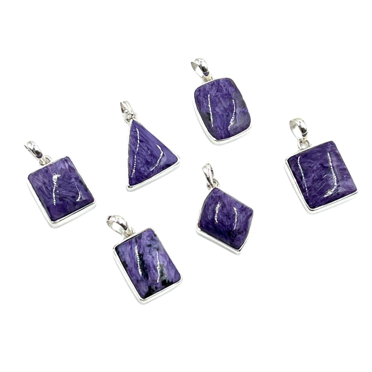 Sterling Silver Charoite Freeform Pendants