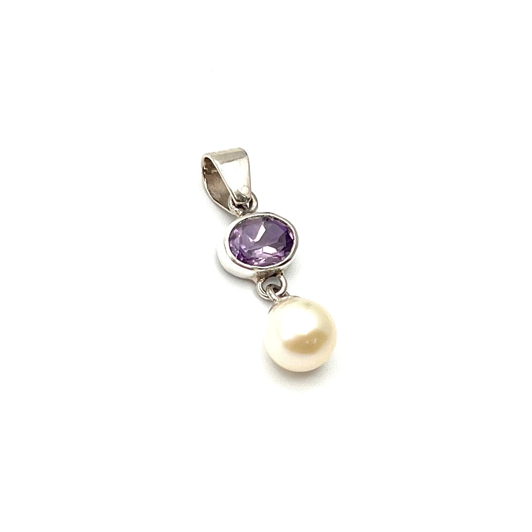 Sterling Silver Pearl & Amethyst Pendants