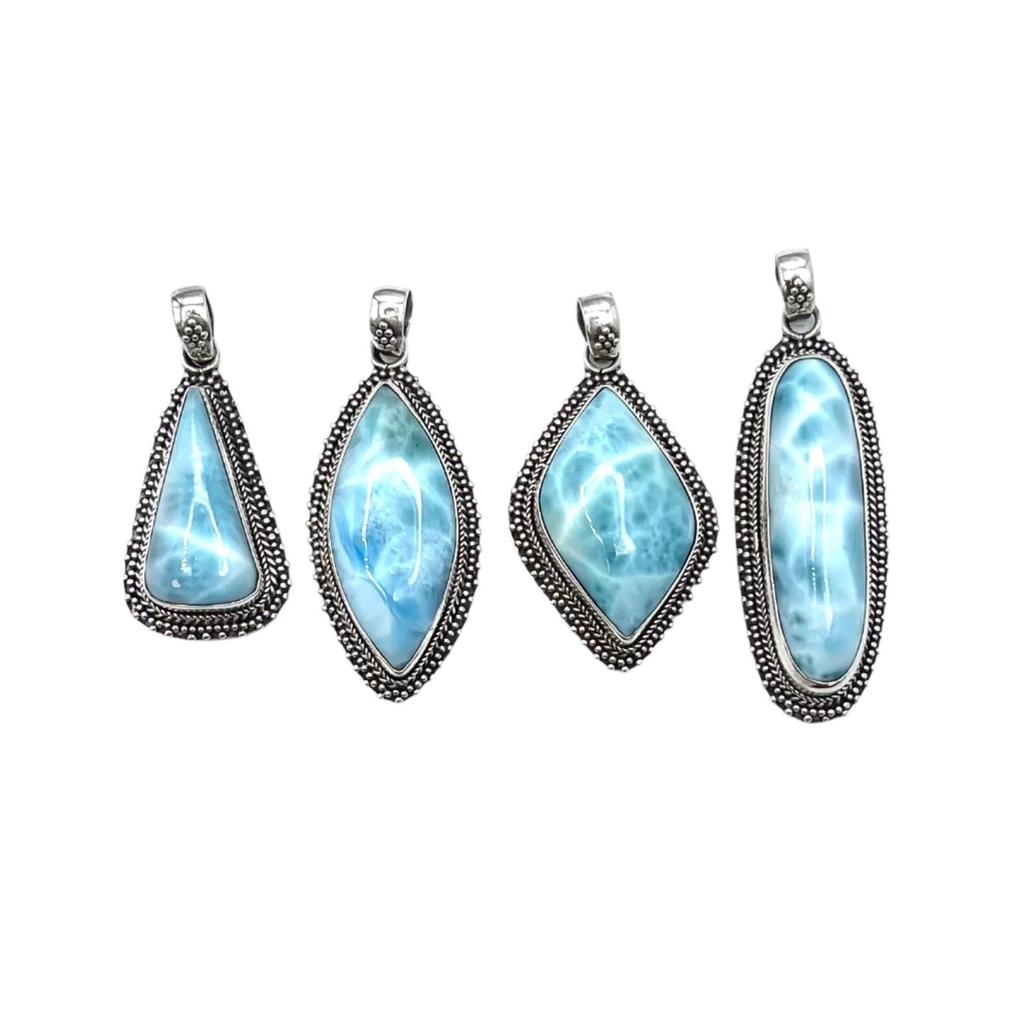Sterling Silver Larimar Freeform Pendants