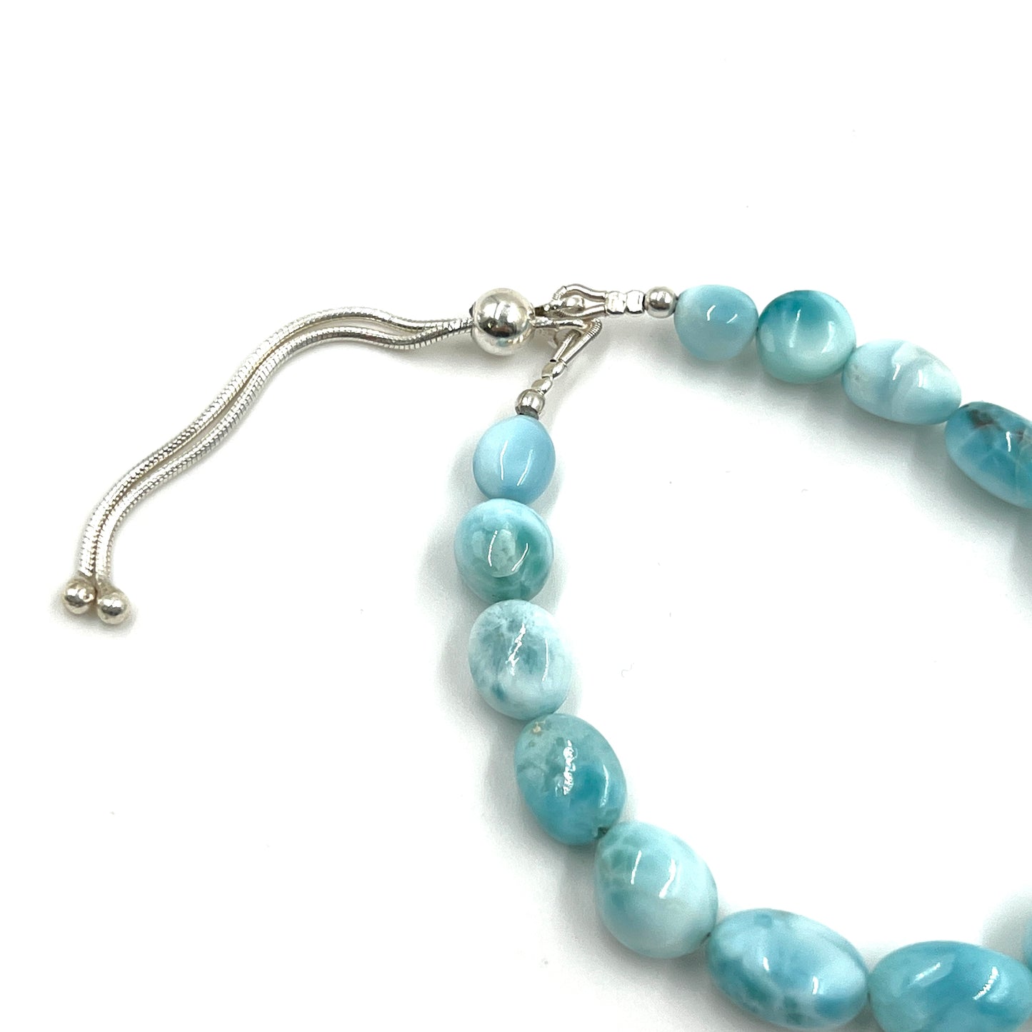 Sterling Silver Beaded Larimar Bracelets