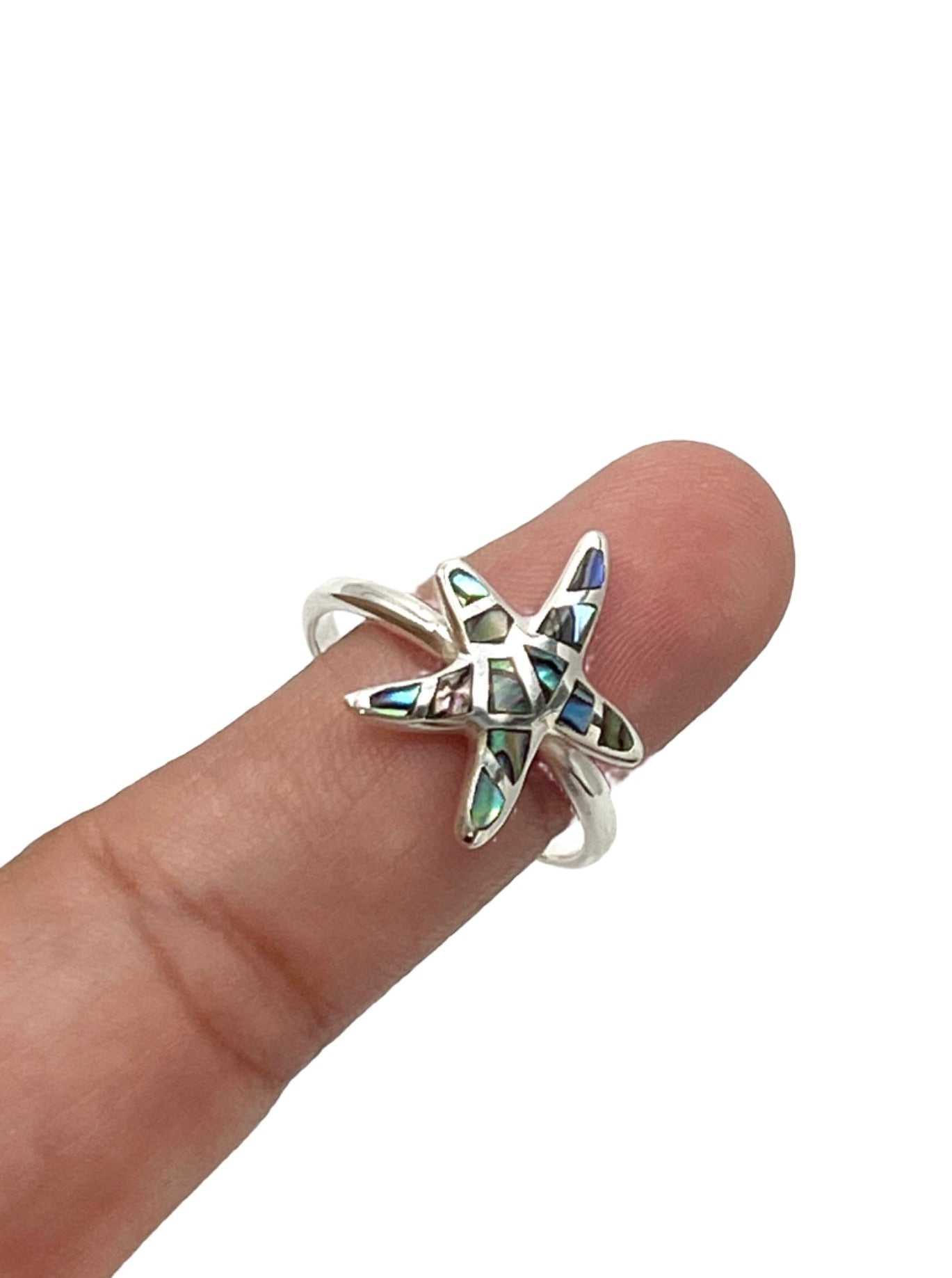 Sterling Silver Abalone Starfish Ring