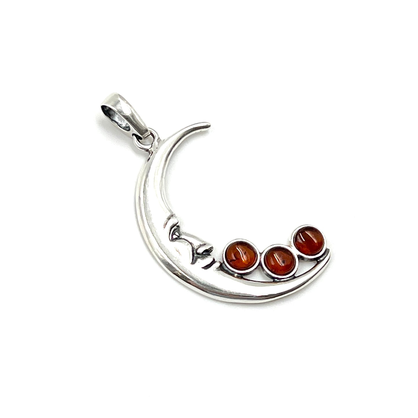 Sterling Silver Amber Moon Pendants